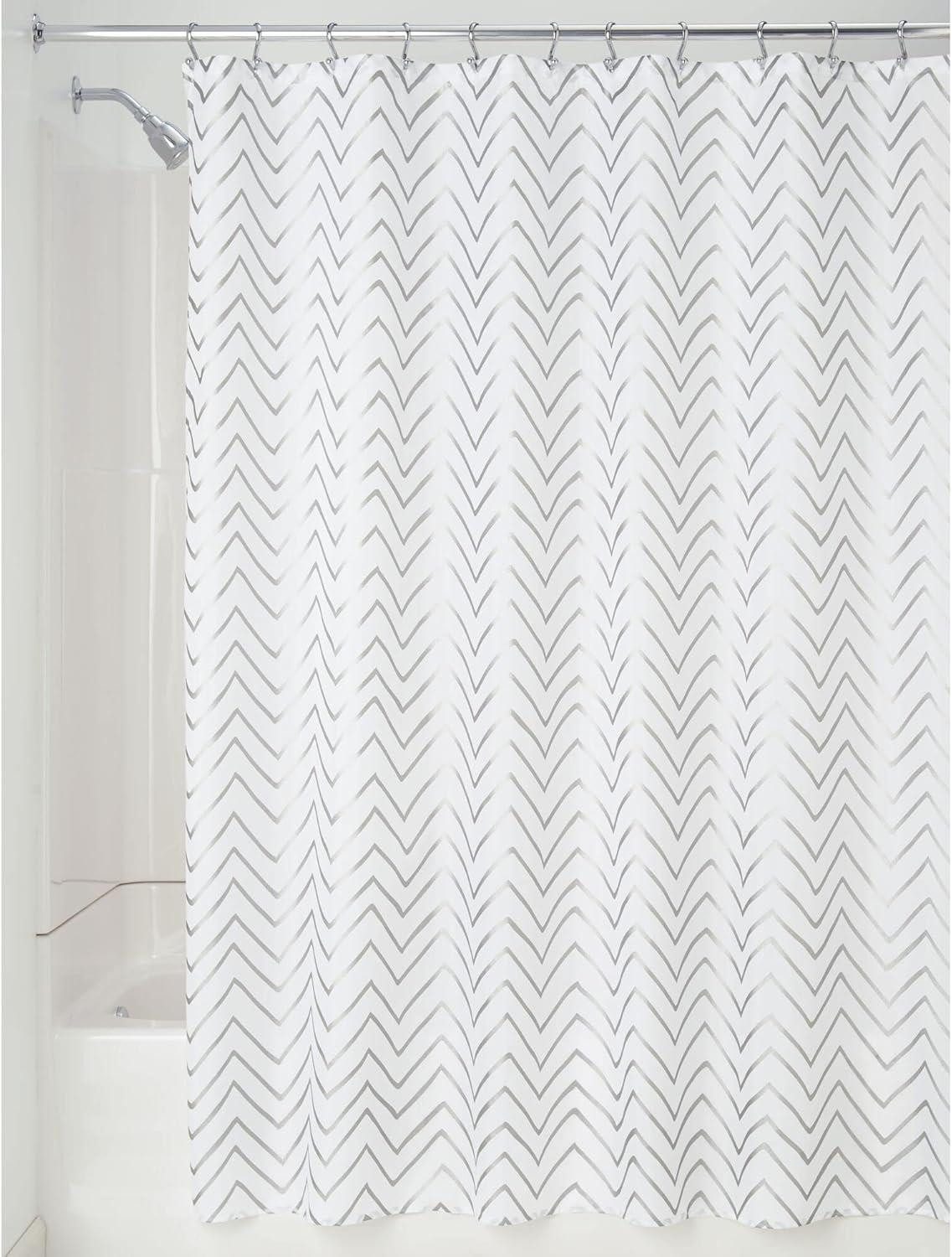 mDesign Badaccessoire-Set mDesign Duschvorhang Badewannenvorhang Zick-Zack Muster Polyester We