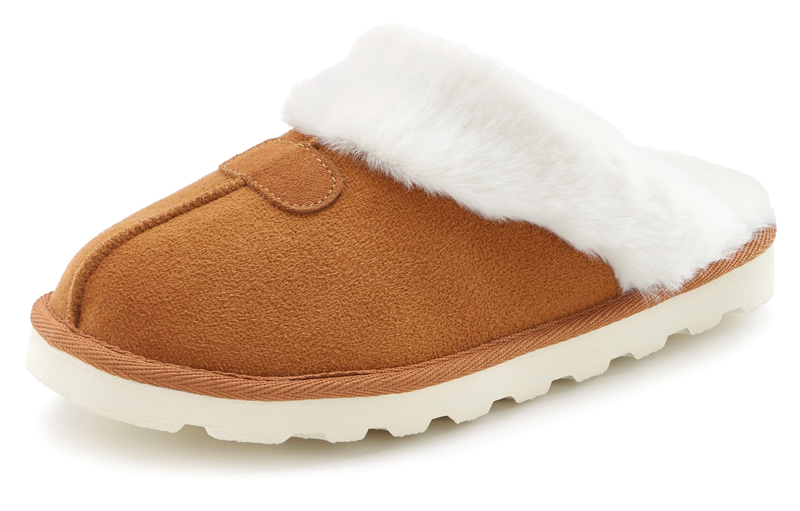 Vivance Dreams by Lascana Plüsch Hausschuh, Pantoffeln, Clogs, Schlappen, Hausschuh, Pantolette mit Warmfutter VEGAN