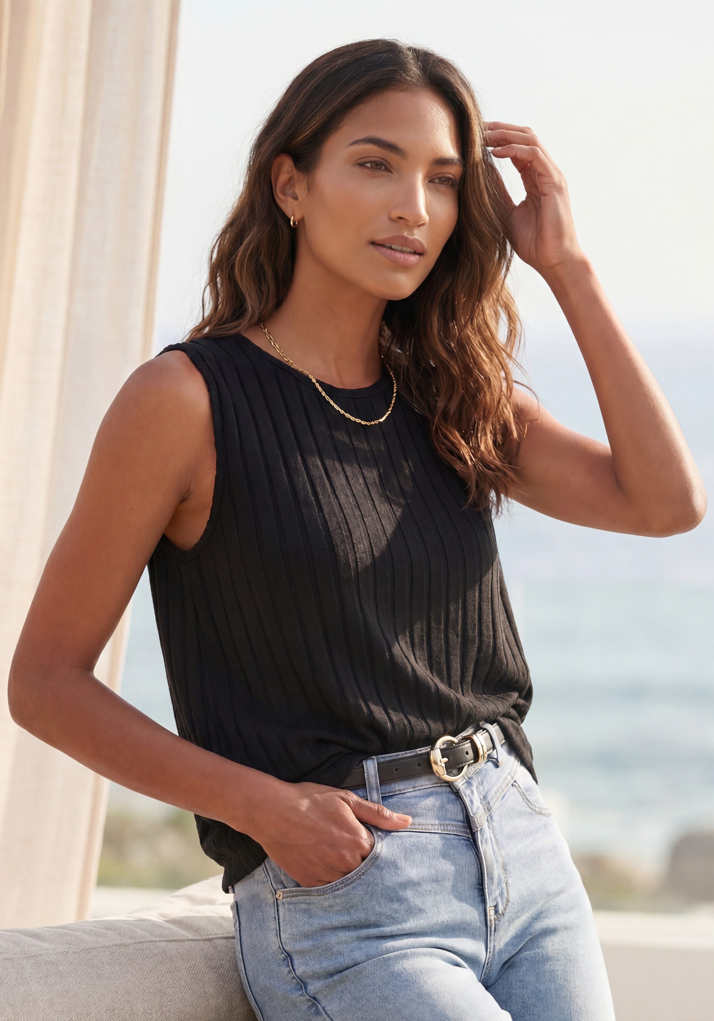Vivance by Lascana Tanktop aus kuscheliger Rippware mit flauschigem Griff kuscheliges Tanktop, weiches Ripptop aus softer Jerseyware, Homewear