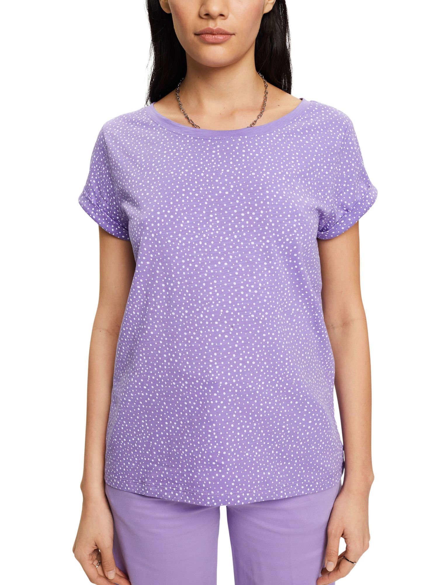 edc by Esprit T-Shirt (1-tlg) PURPLE mit Allover-Muster T-Shirt