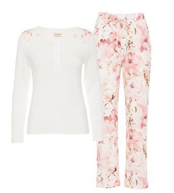 Pure Shape Pyjama Langarmshirt & Hose elastisch (Set, 2-teilig) mit floralem Druck