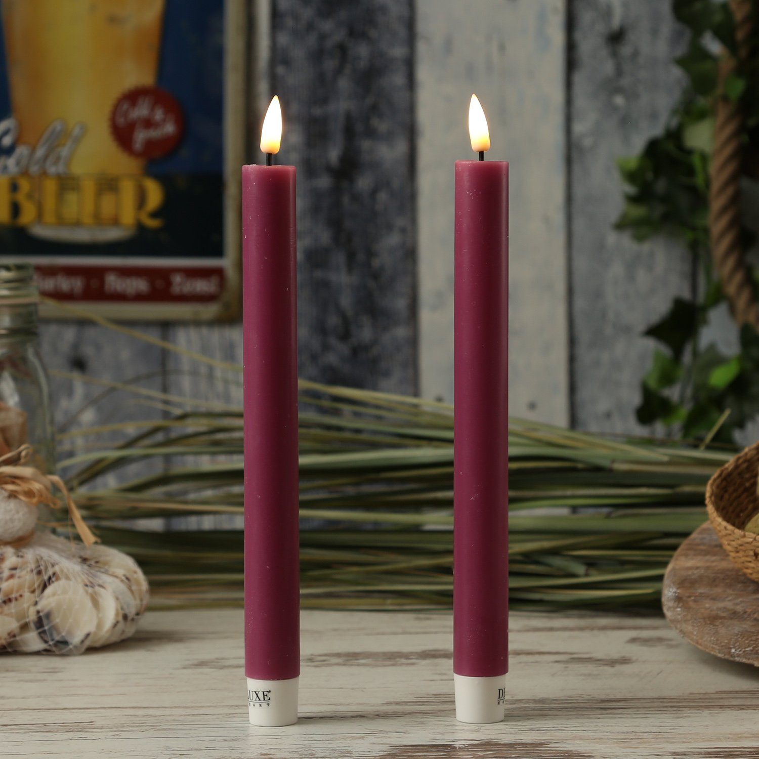 Deluxe Homeart LED-Kerze LED Stabkerzen Mia Tafelkerzen Echtwachs flackernd günstig online kaufen