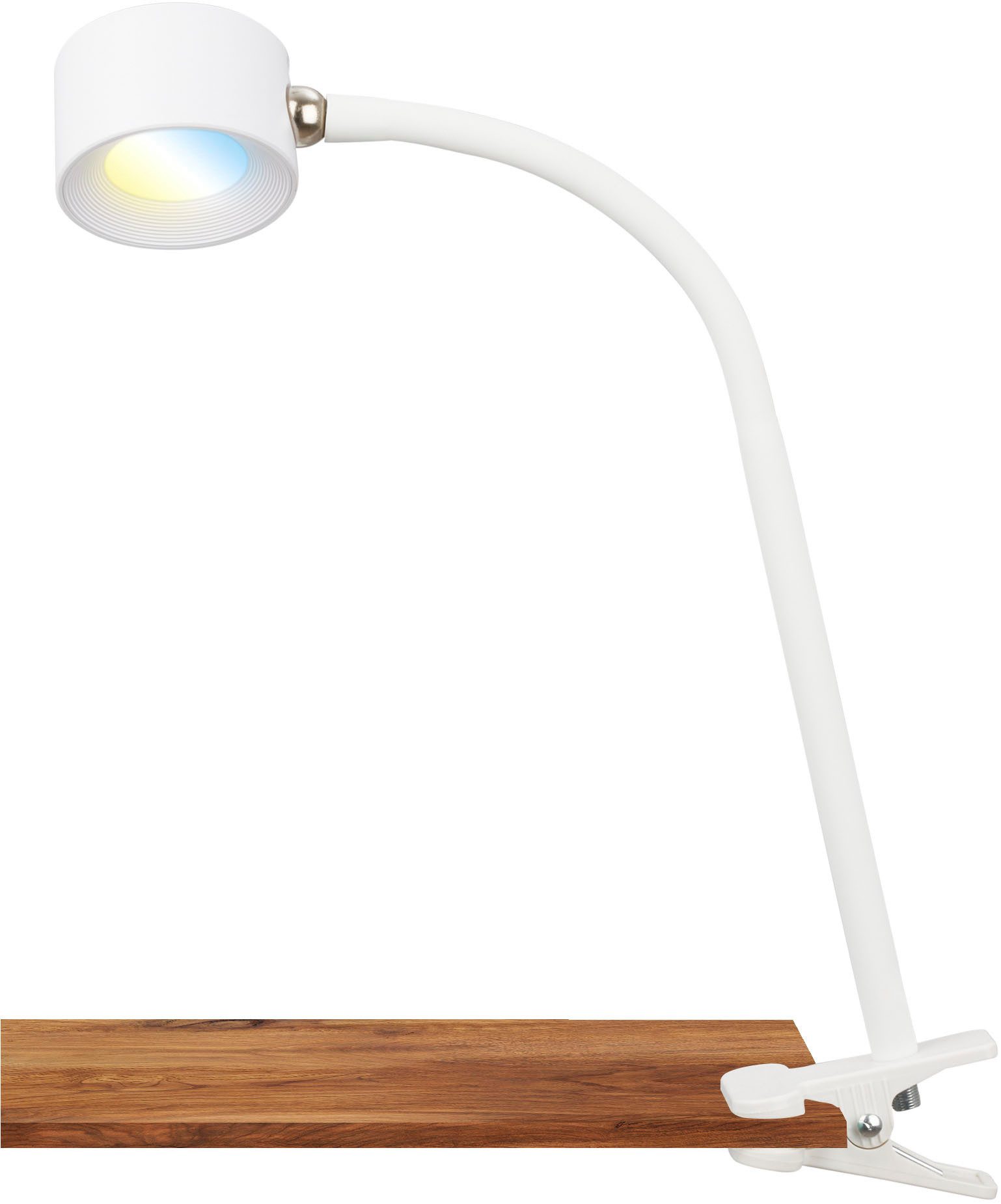 LED-Akku-Klemmleuchte Tari, weiß, CCT, Touchdimmer, USB günstig online kaufen