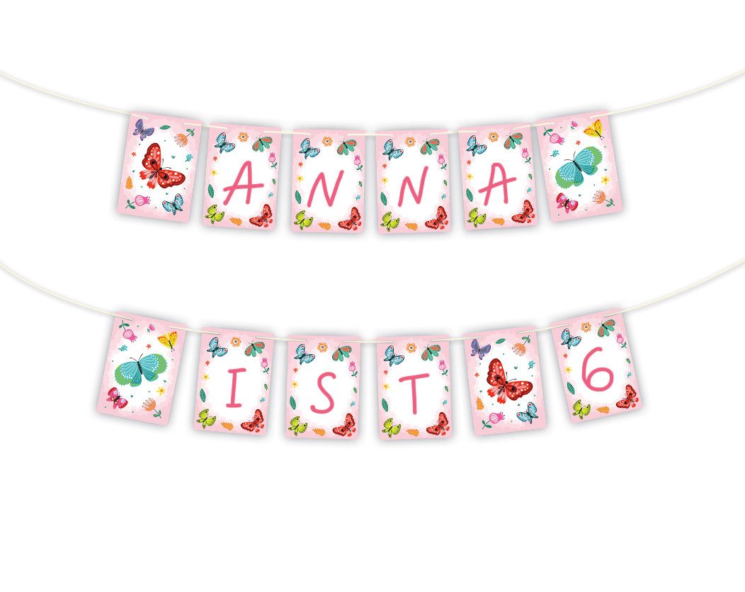 JUNAPACK Papierdekoration Party Set Deko Geburtstag Konfetti Girlande Tischset Schmetterling, Konfetti Girlande Tischset Schmetterling