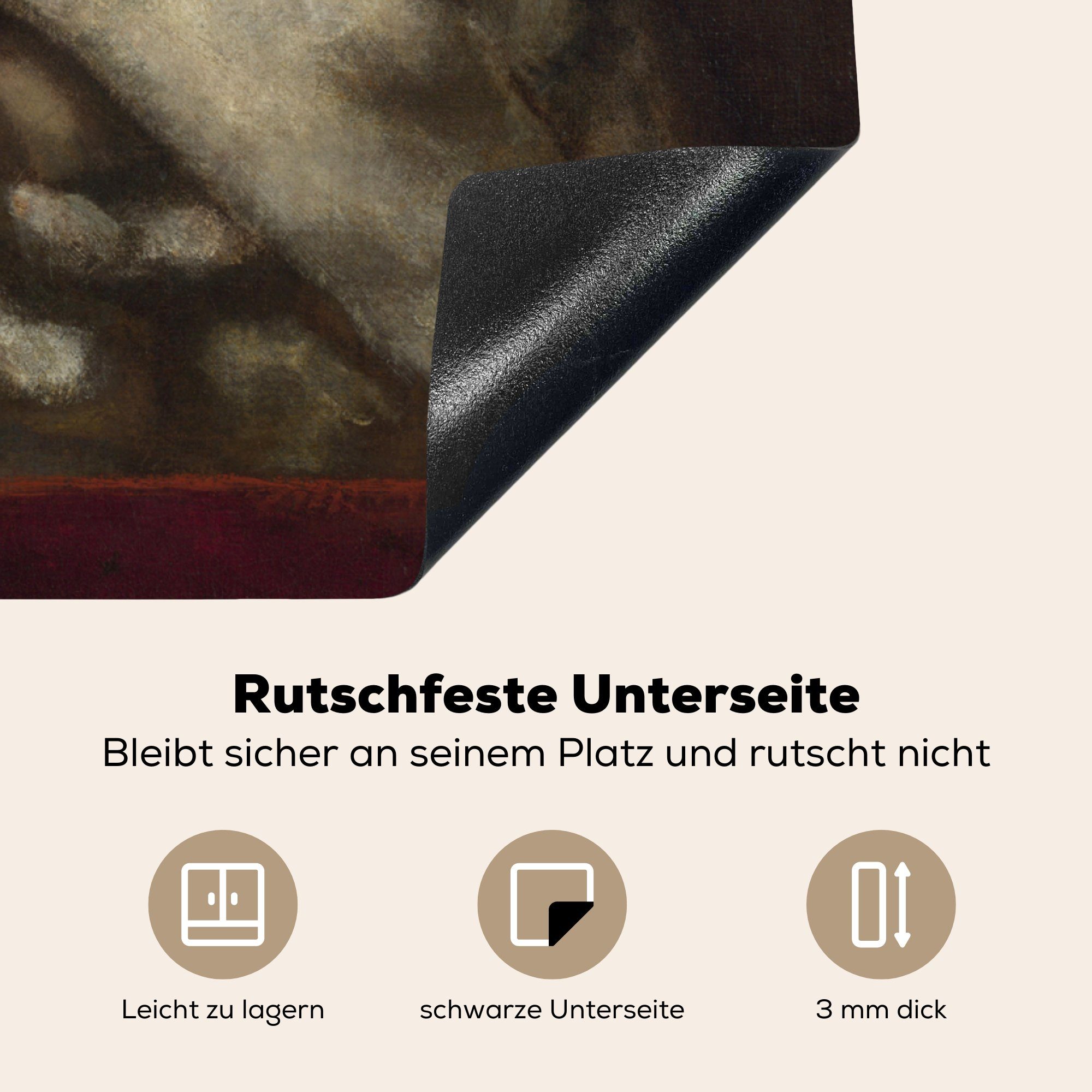 Arbeitsplatte Rembrandt Gemälde 78x78 küche von tlg), Stoffels Herdblende-/Abdeckplatte MuchoWow (1 Hendrickje von Vinyl, Ceranfeldabdeckung, - für Rijn, cm, van Porträt