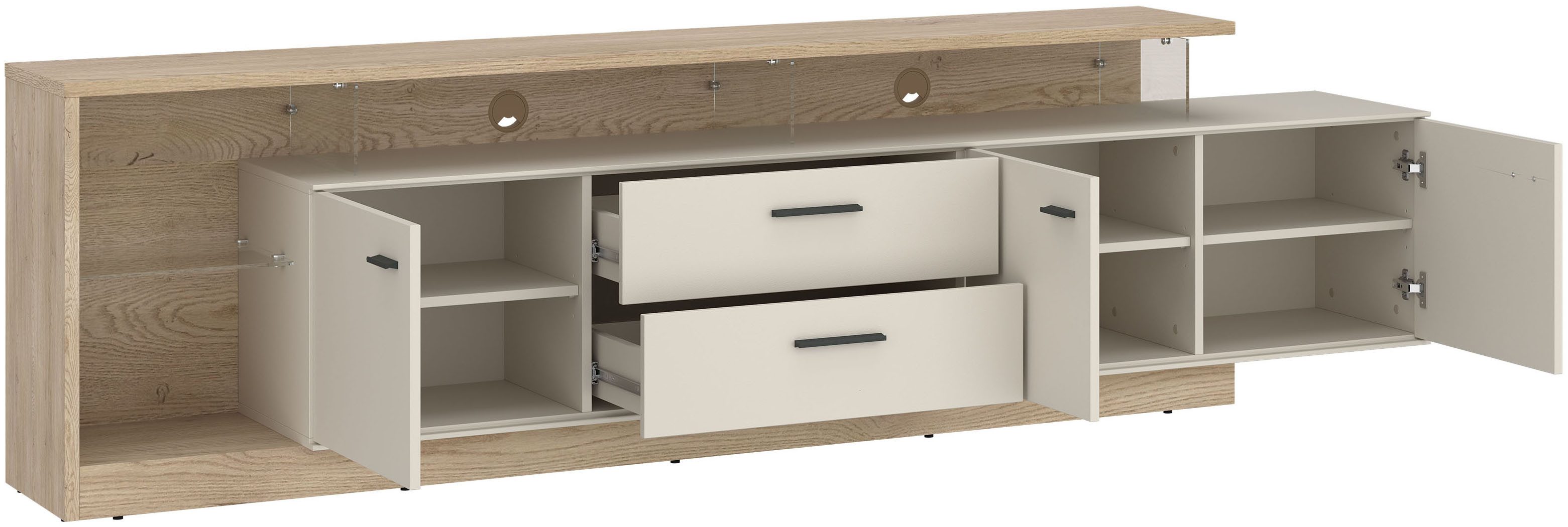 Home affaire Lowboard, modernses Lowboard, Breite ca.236,4, 2 Türen und 2 Schubkasten