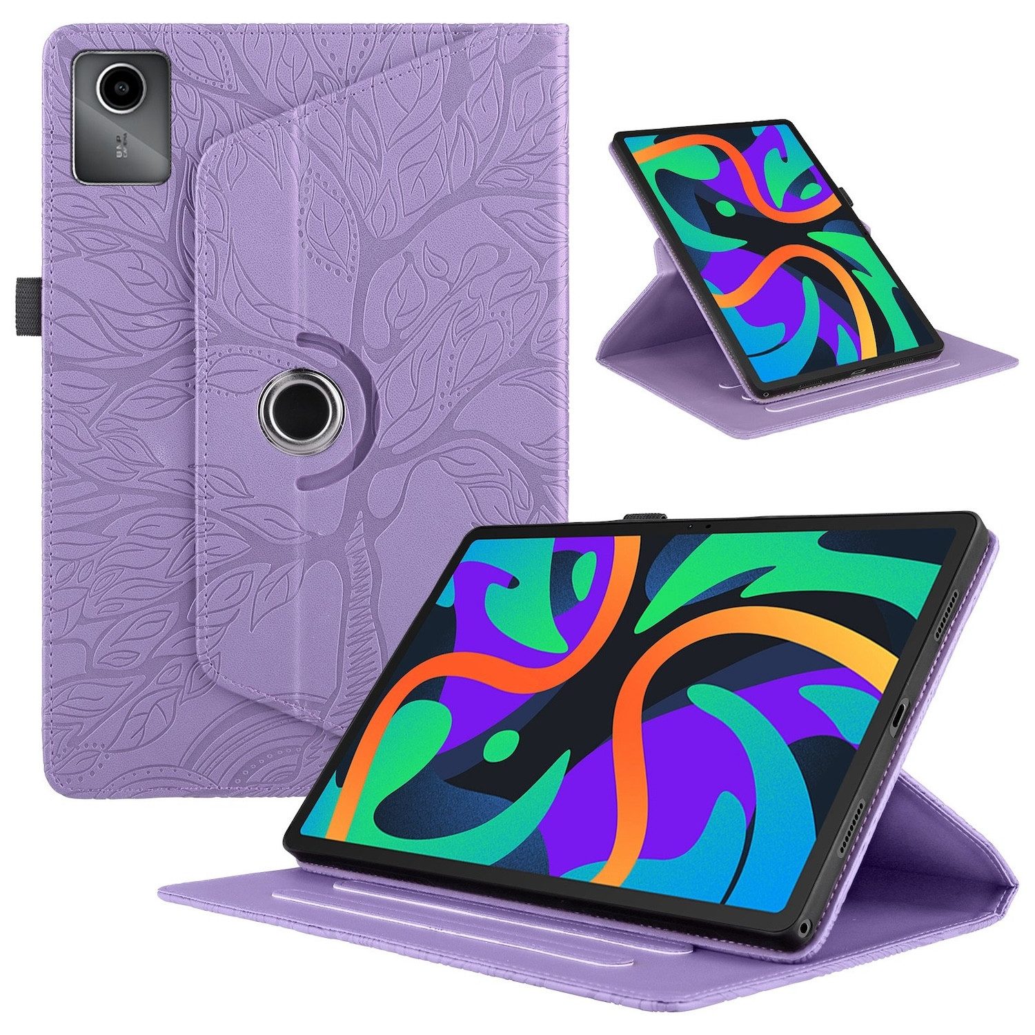 Wigento Tablet-Hülle Für Lenovo Tab M11 360 Grad Rotation Kunstleder Tasche Baum Muster