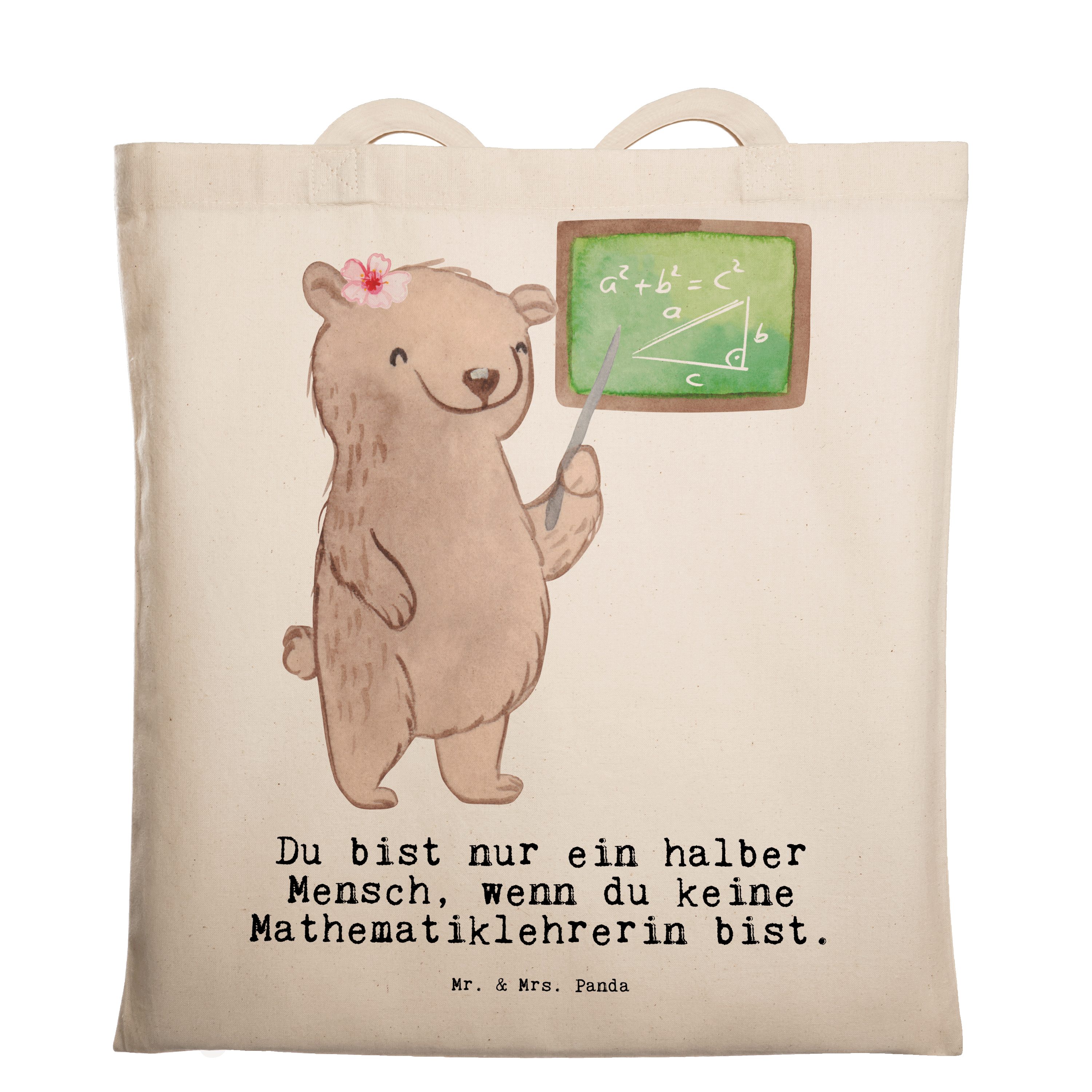 & - Mr. Transparent mit - Mrs. Referendariat, (1-tlg) Panda Herz Tragetasche Geschenk, Mathematiklehrerin