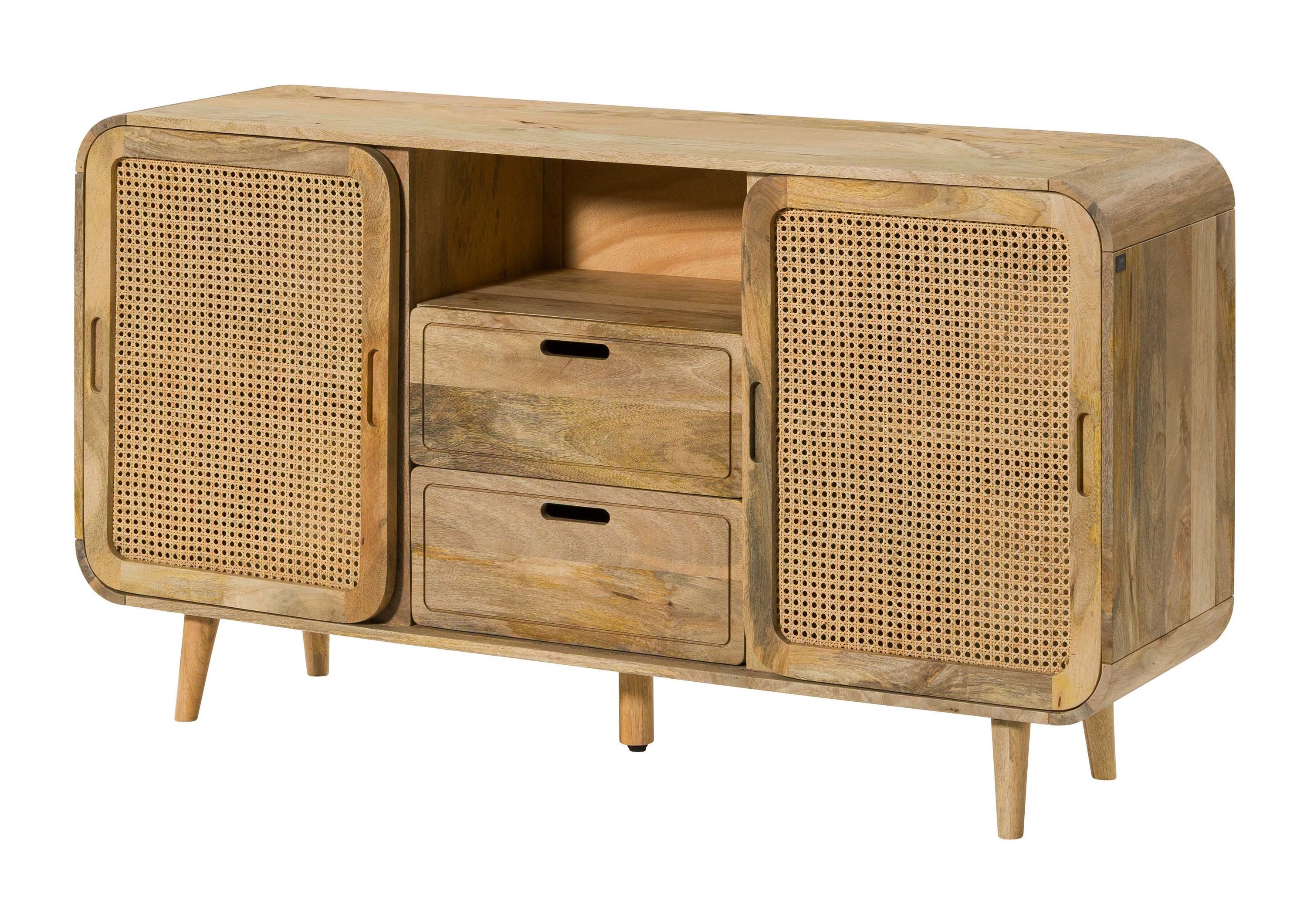 Massivmoebel24 Sideboard VALENCIA (Massivholz), Mango 150x40x80 natur lackiert VALENCIA #118