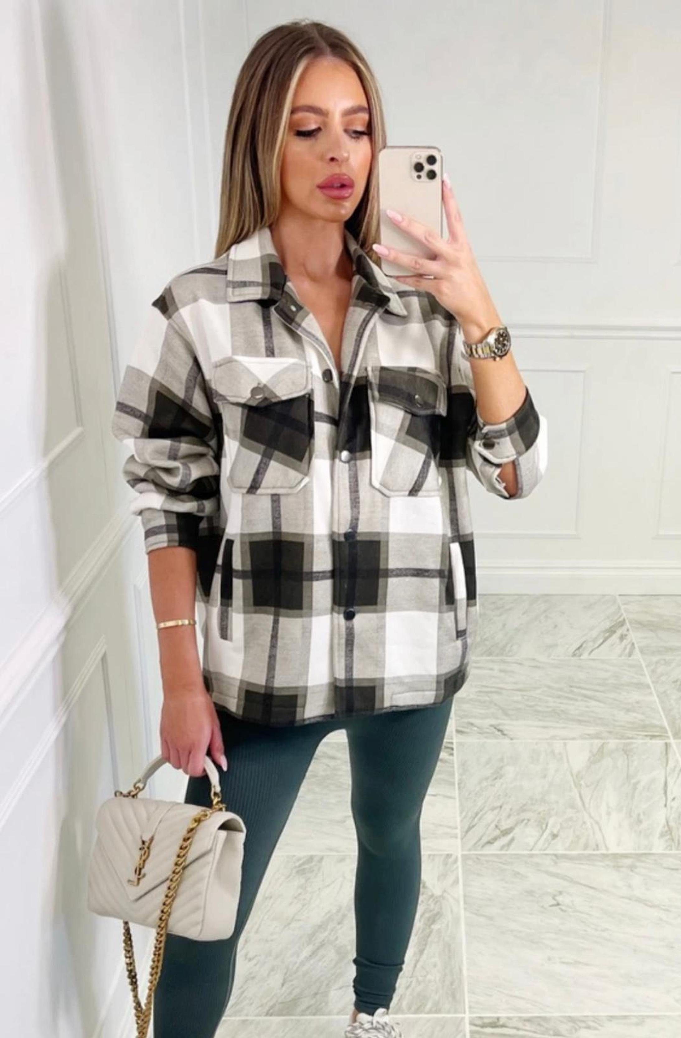 Worldclassca Flanellbluse Worldclassca Oversized Karo Hemd Hemdjacke Kariert Holzfällerhemd