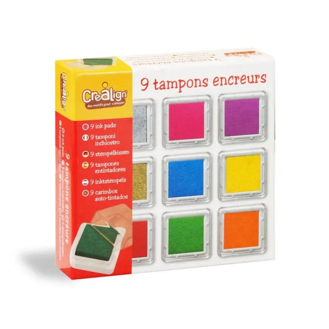 suebidou 9 quadratische farbenfrohe Tintenpackungen Stempelkissen (Box mit 9 Stempelkissen)