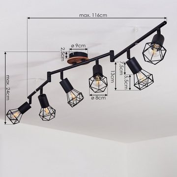 hofstein Deckenleuchte »Borio« 6-flammige Deckenlampe aus Metall/Holz in Schwarz/Braun, ohne Leuchtmittel, m. verstellbaren Gitterschirmen, E14, mit Lichteffekt