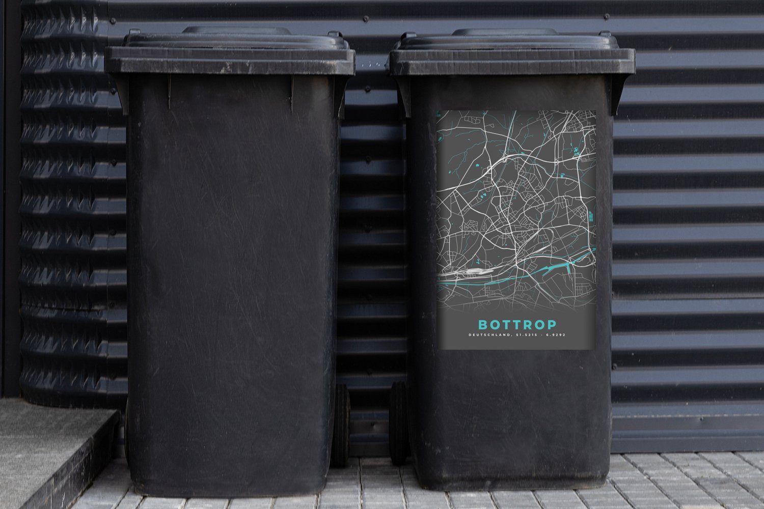 - (1 - Container, Sticker, Bottrop Wandsticker Deutschland - Mülltonne, Stadtplan St), Karte MuchoWow Mülleimer-aufkleber, Abfalbehälter