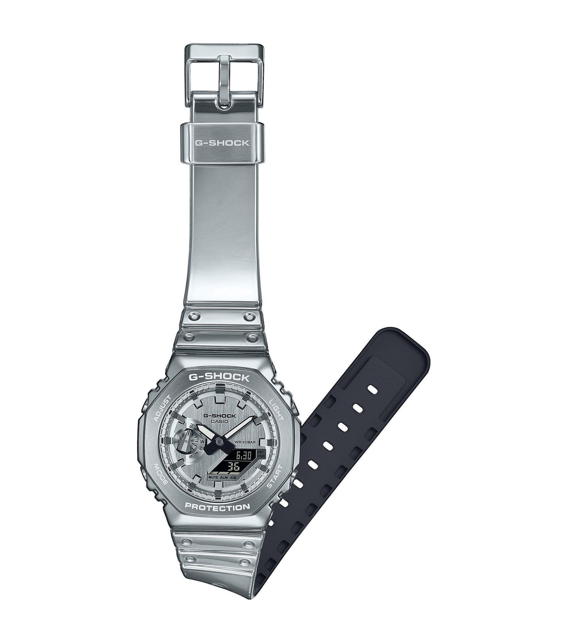 CASIO G-SHOCK Chronograph GM-2100YM-8AER, Quarzuhr, Armbanduhr, Herrenuhr, Silikonarmband, analog, digital