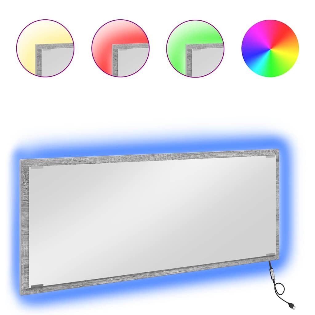 vidaXL Badezimmerspiegelschrank Spiegel Graues Sonoma 90 x 8,5 x 37 cm Holzwerkstoff (1-St)