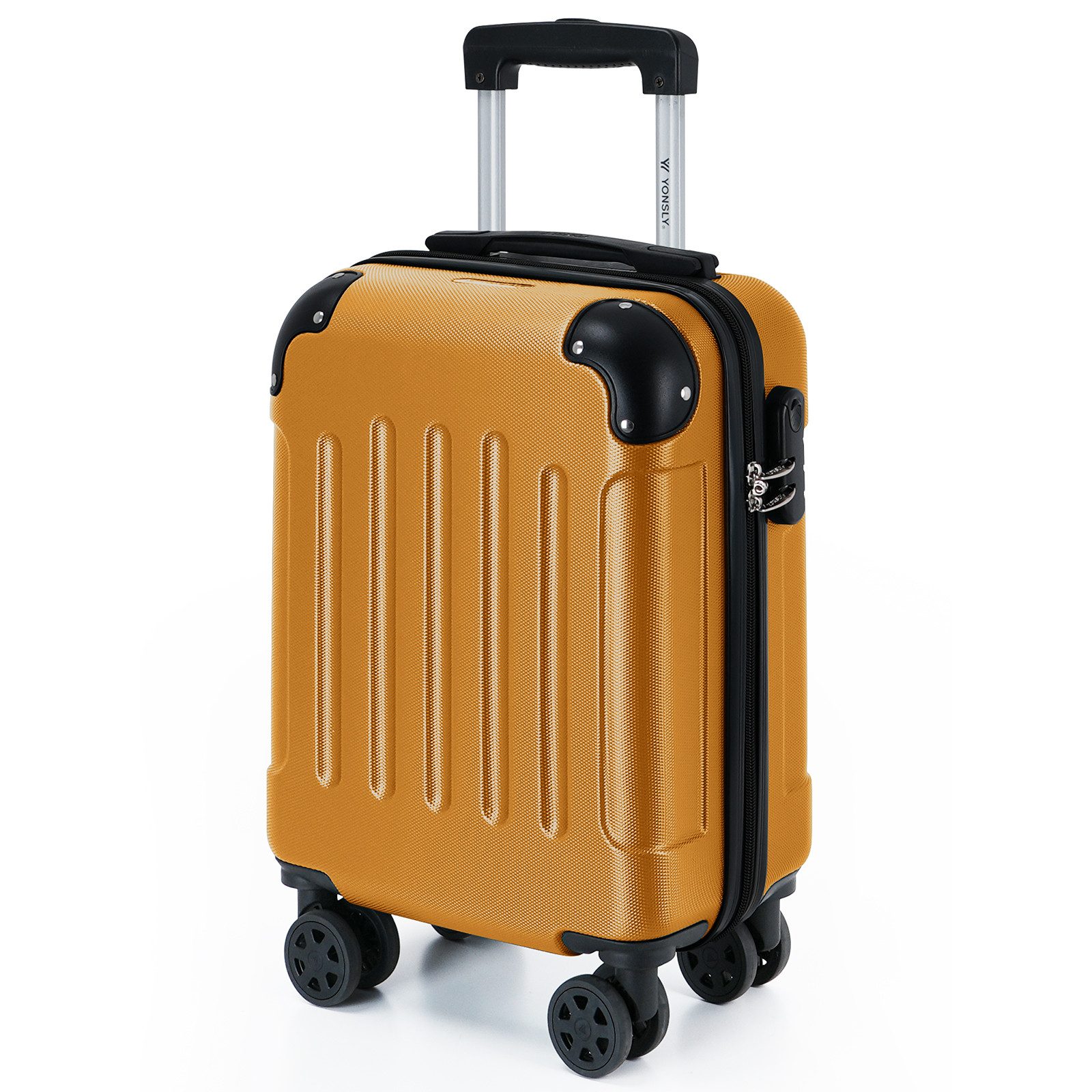 YONSLY Hartschalen-Trolley Hartschalen-Reisekoffer Trolley Rollkoffer in S/M/L/XL Größen, 4 Rollen, mit 360°-Lenkrollen, Zahlenschloss und mehrstufigem Teleskopgriff