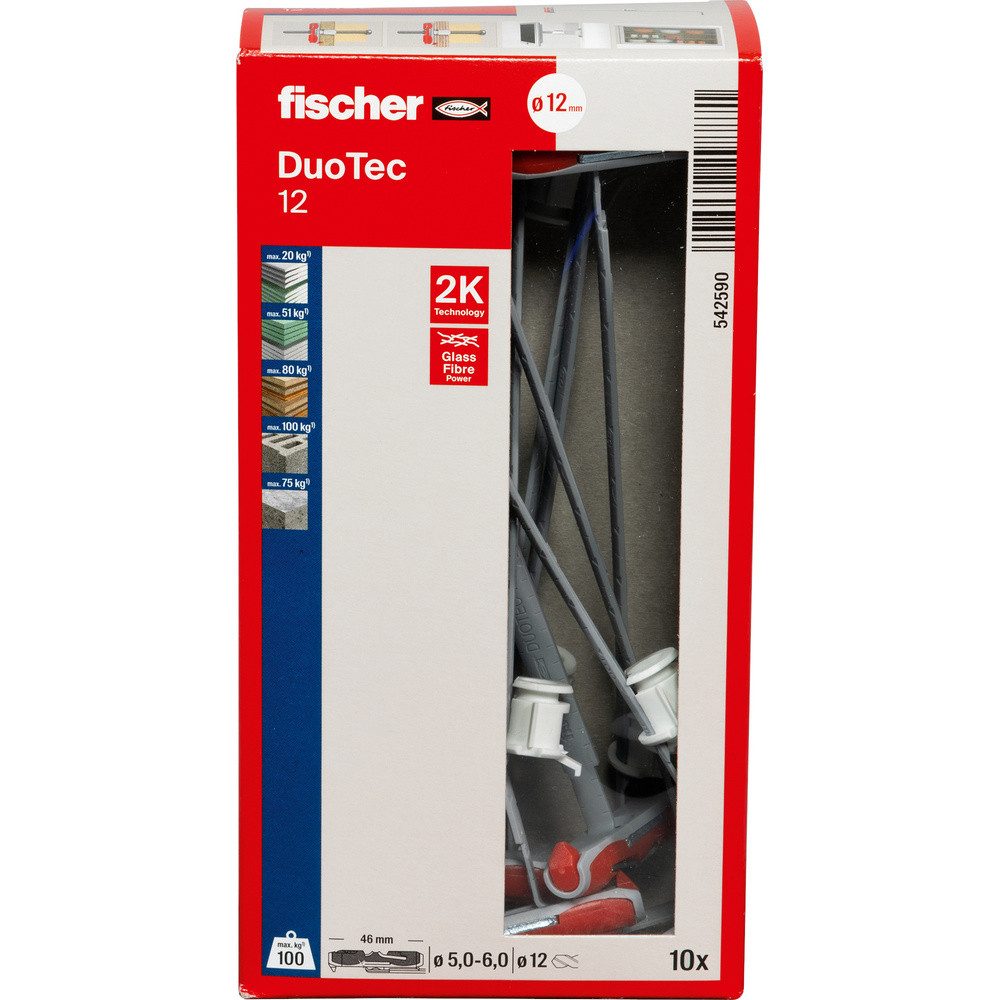Fischer Dübel-Set Fischer 542590 DUOTEC 12 LD Hohlraumdübel 10 St. – Bild 4 von 5