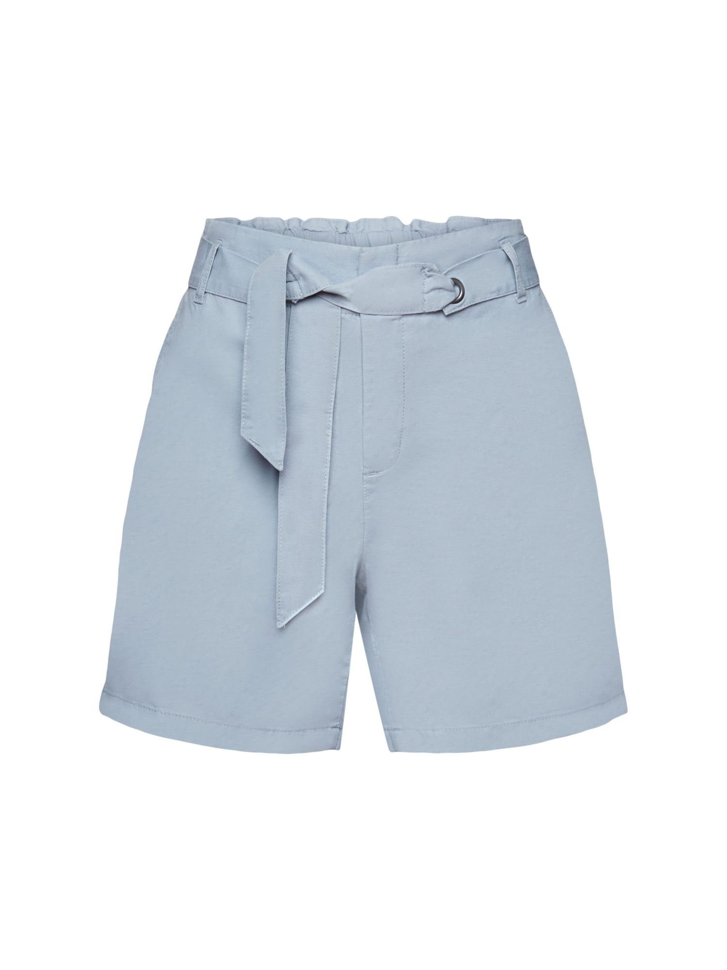 Esprit Shorts Shorts mit Baumwoll-Leinenmix Bindegürtel, LIGHT BLUE LAVENDER (1-tlg)