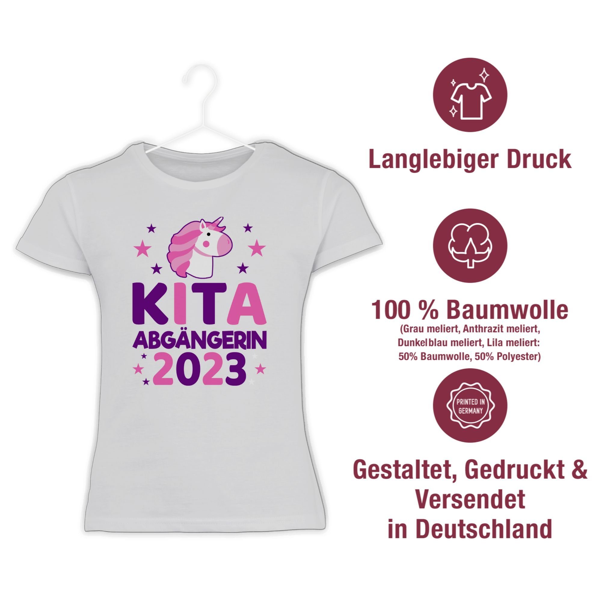 Kita Abgängerin Einhorn Shirtracer Einschulung Weiß Sterne Mädchen 2023 3 T-Shirt rosa/lila