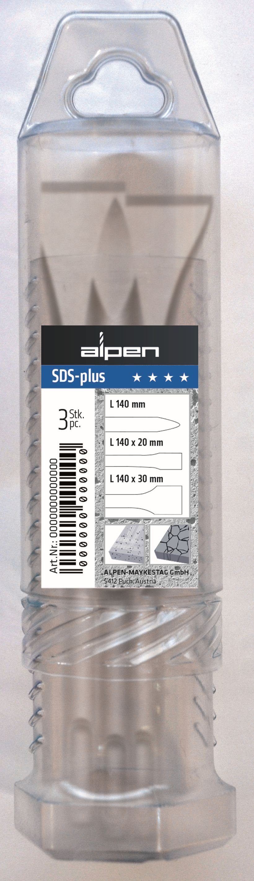 Kurzmeißel Mauerwerk Alpen Alpen Beton Set 3-teilig Meißel / SDS-plus für Bohrer- und Meißelsatz