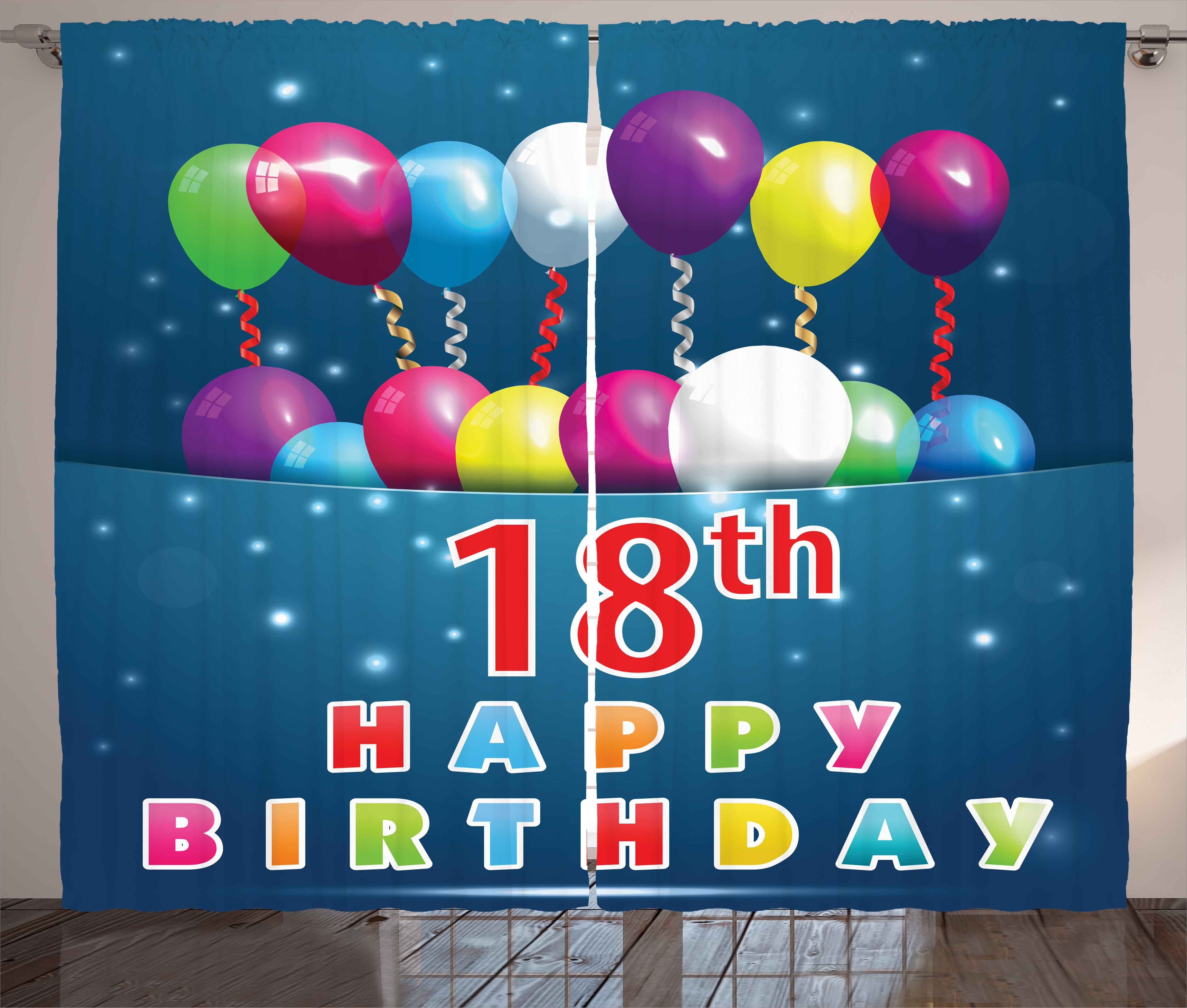 Gardine Schlafzimmer Kräuselband Vorhang mit Schlaufen und Haken, Abakuhaus, Bunt 18. Geburtstag Ballons