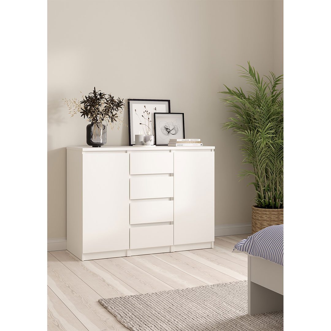 ebuy24 Sideboard Naia Sideboard 2 Türen 4 Schubladen weiß.