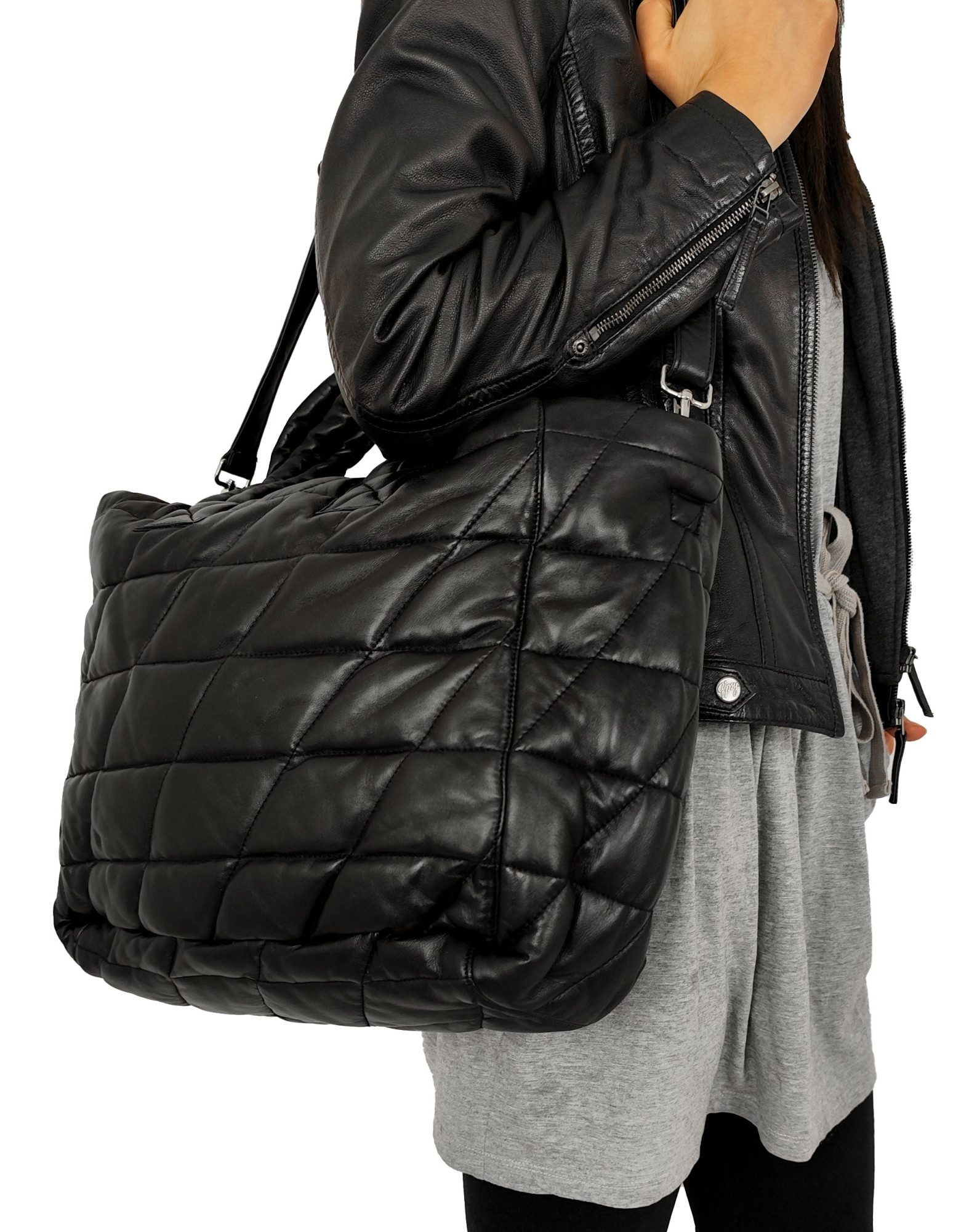 Lederjacken24 Handtasche Sorala, Damen Echtleder Handtasche Shopper Lammnap günstig online kaufen