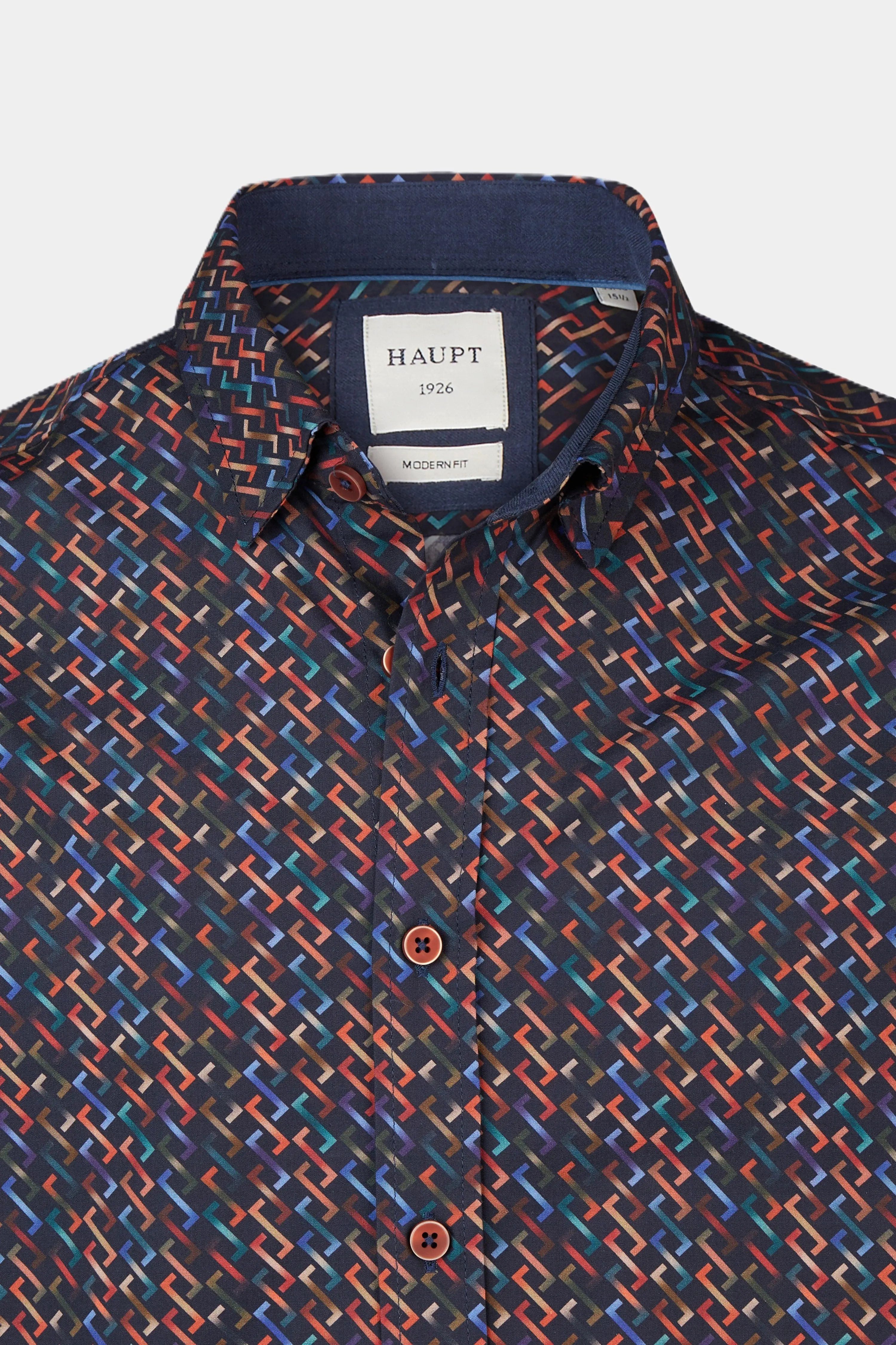 Langarmhemd Haupt Baumwolle Modern Fit Langarm Herrenhemd mit geometrischem Linien