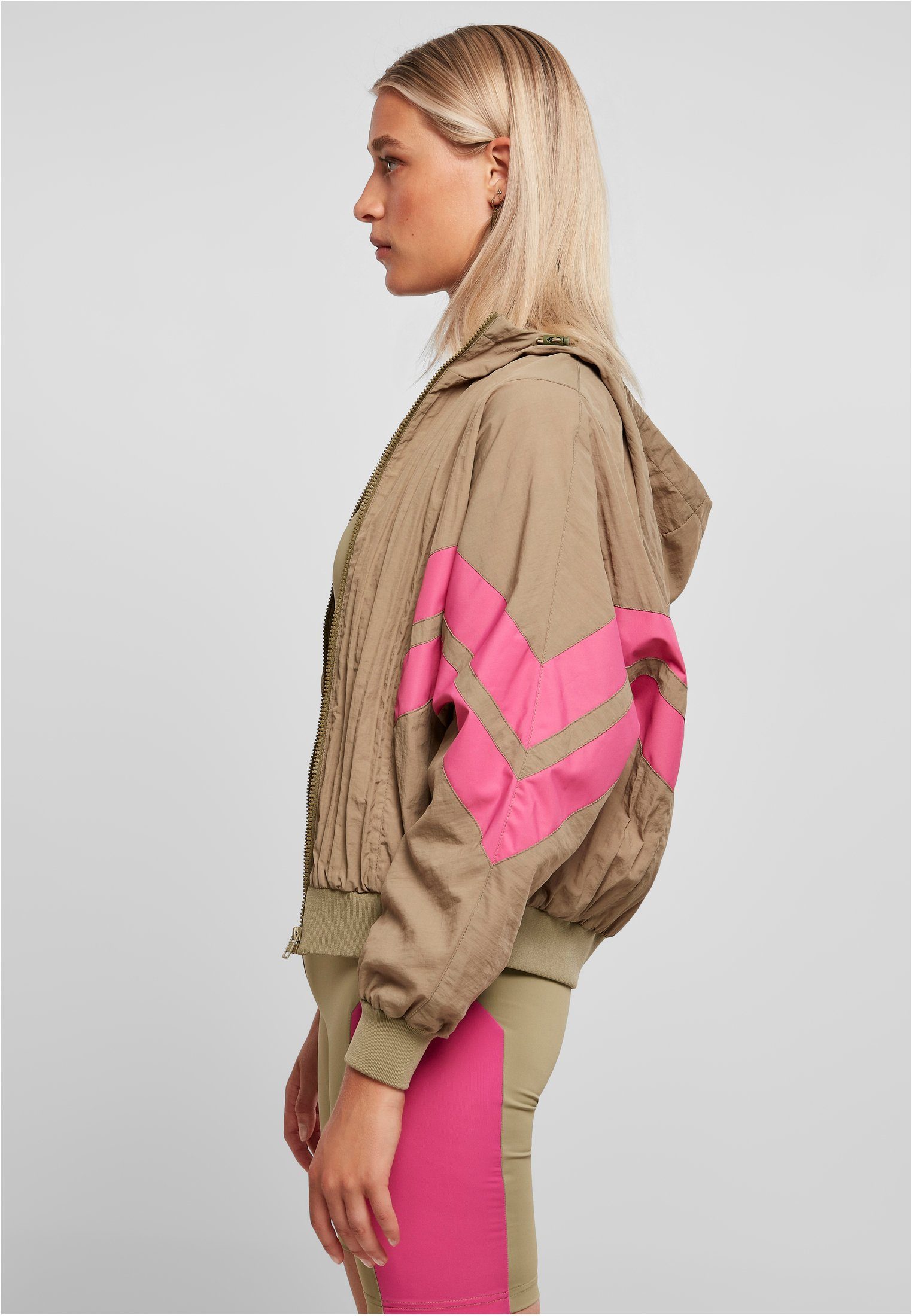 URBAN CLASSICS Outdoorjacke Damen Ladies khaki/brightviolet Batwing (1-St) Crinkle Jacket