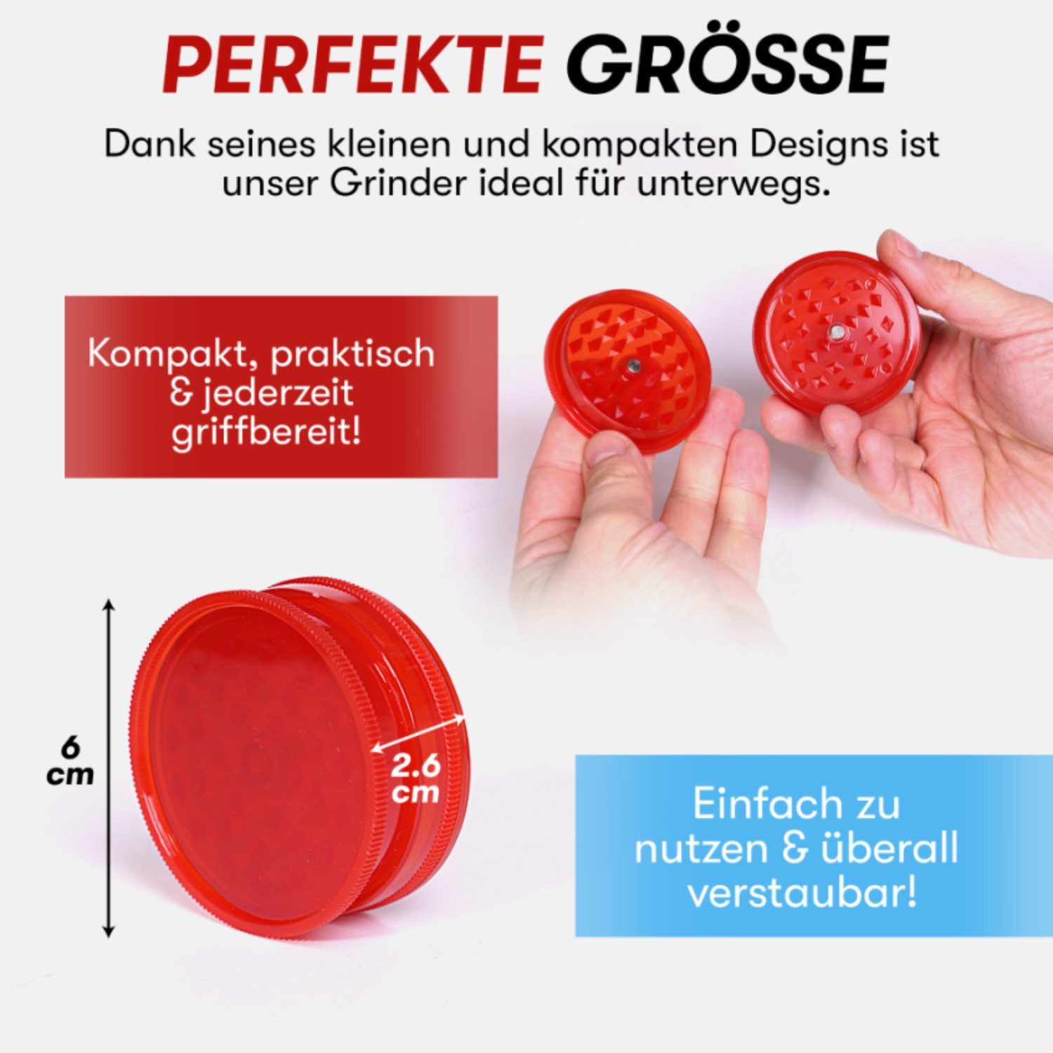 Grow Expert Grinder 3er-Set Grinder Mühle – Crusher für Kräuter & Gewürze mit Magnetdeckel manuell, 60 mm Durchmesser, Ideal für Kräuter, Gewürze & Tabak
