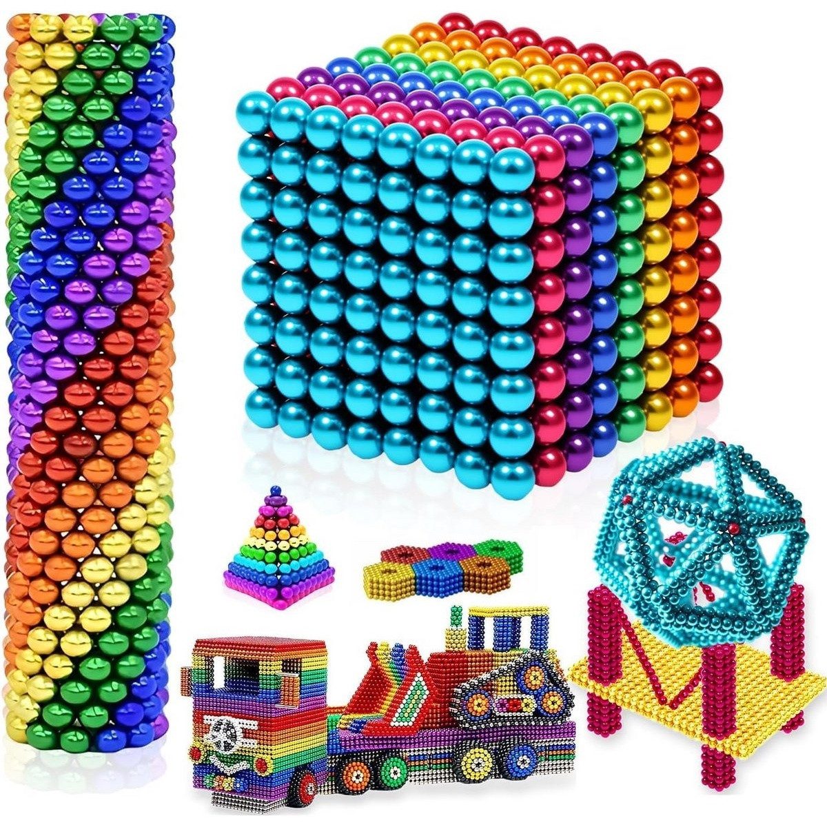 Kraftverdia 216-Teile 3D Bausatz Bausteine Lernspielzeug Puzzle Modellbau Geschenk Magnetspielbausteine, (216 St)