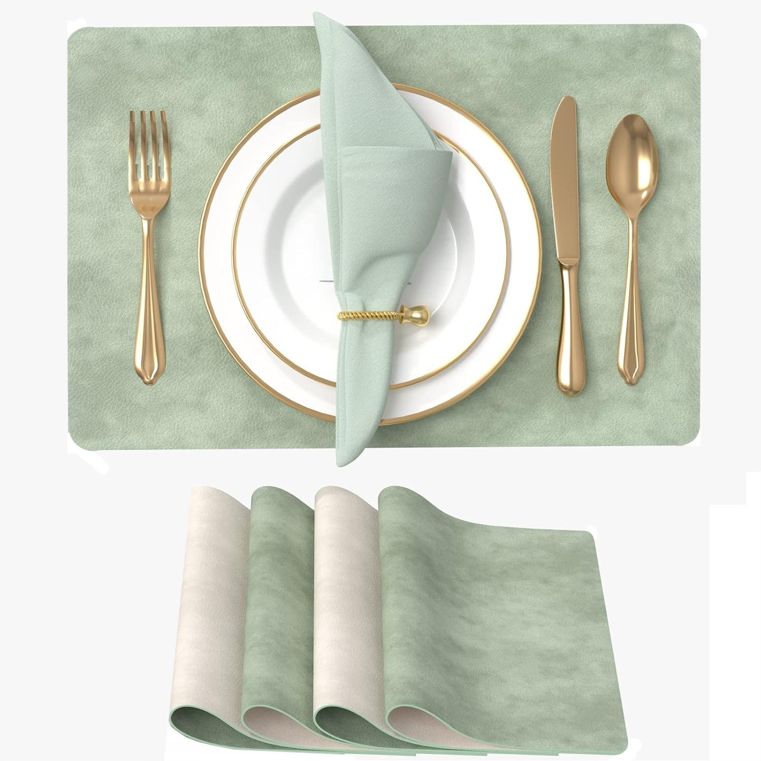 Platzset Platzsets Abwaschbar Tischsets Rutschfest 4er Set, 44.5 x 30 cm