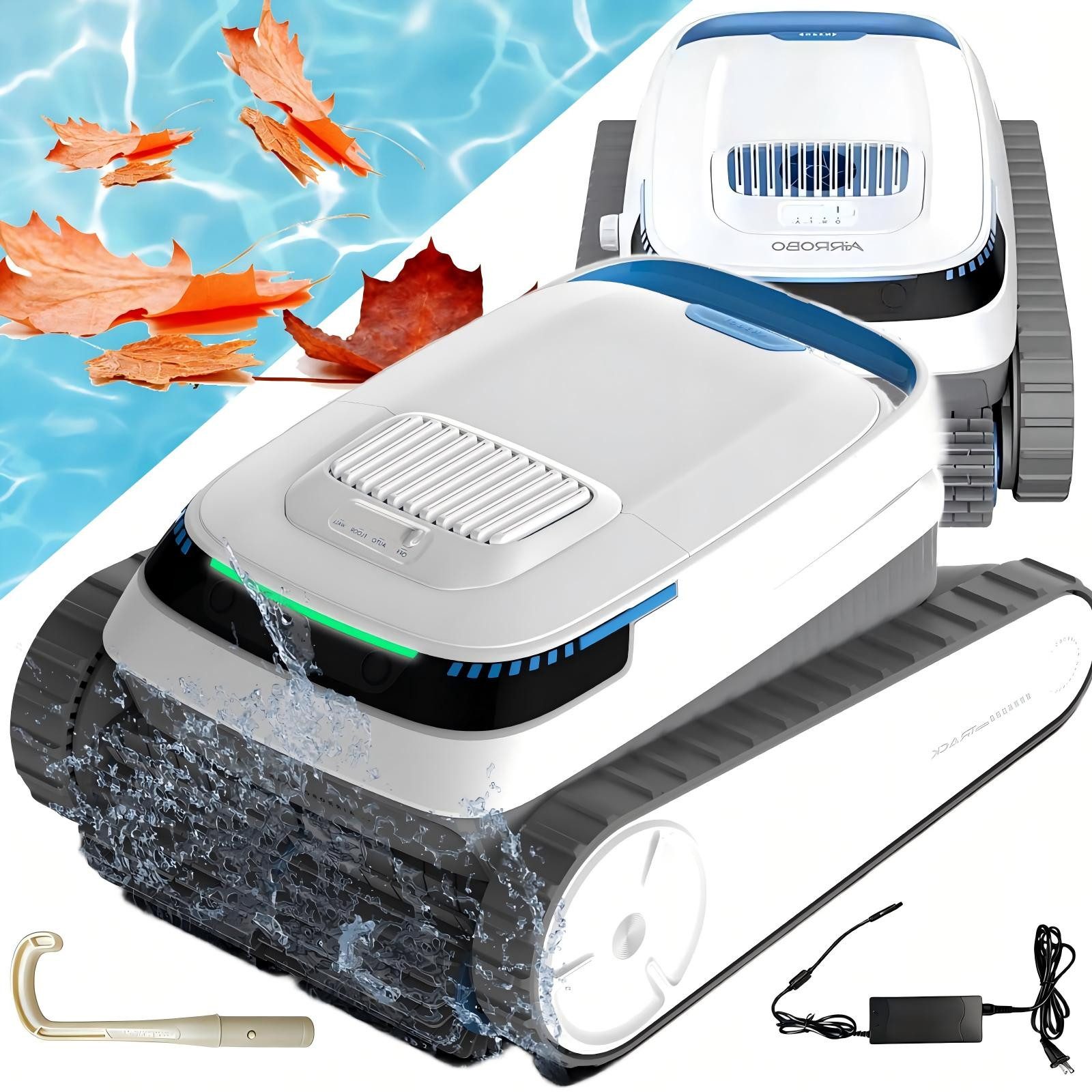 kowdom Poolroboter Poolroboter kabellos, 120 Min, für Boden, Wände & Wasserlinie, (Plug & Play, Kein Zusammenbau erforderlich, direkt einsatzbereit), Wandkletterfunktion, kabellos, intelligente Navigation, Routenplanung