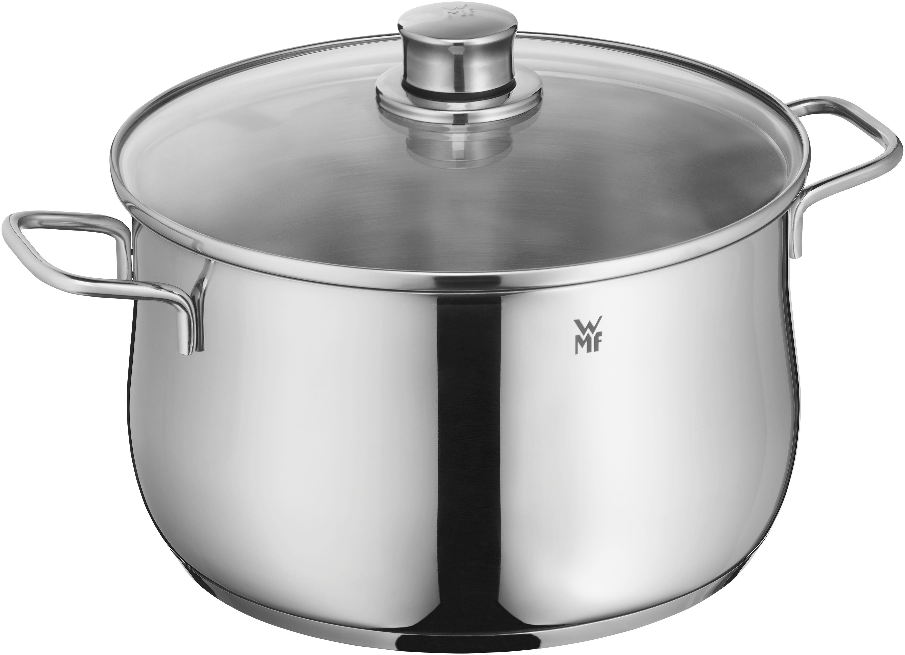 WMF Fleischtopf Diadem Plus, Cromargan® Edelstahl Rostfrei 18/10 (2-tlg), breiter Schüttrand, außergewöhnliches Design, spülmaschinengeeignet