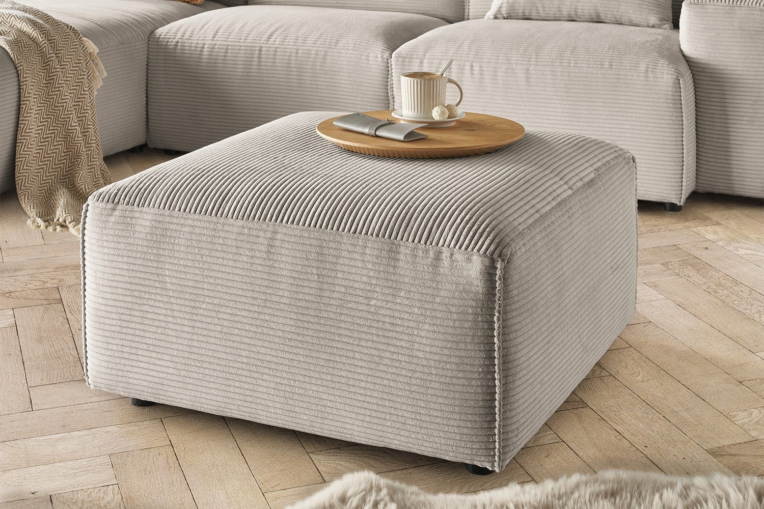 KAWOLA Hocker RANI, Polsterhocker Cord verschiedene günstig online kaufen