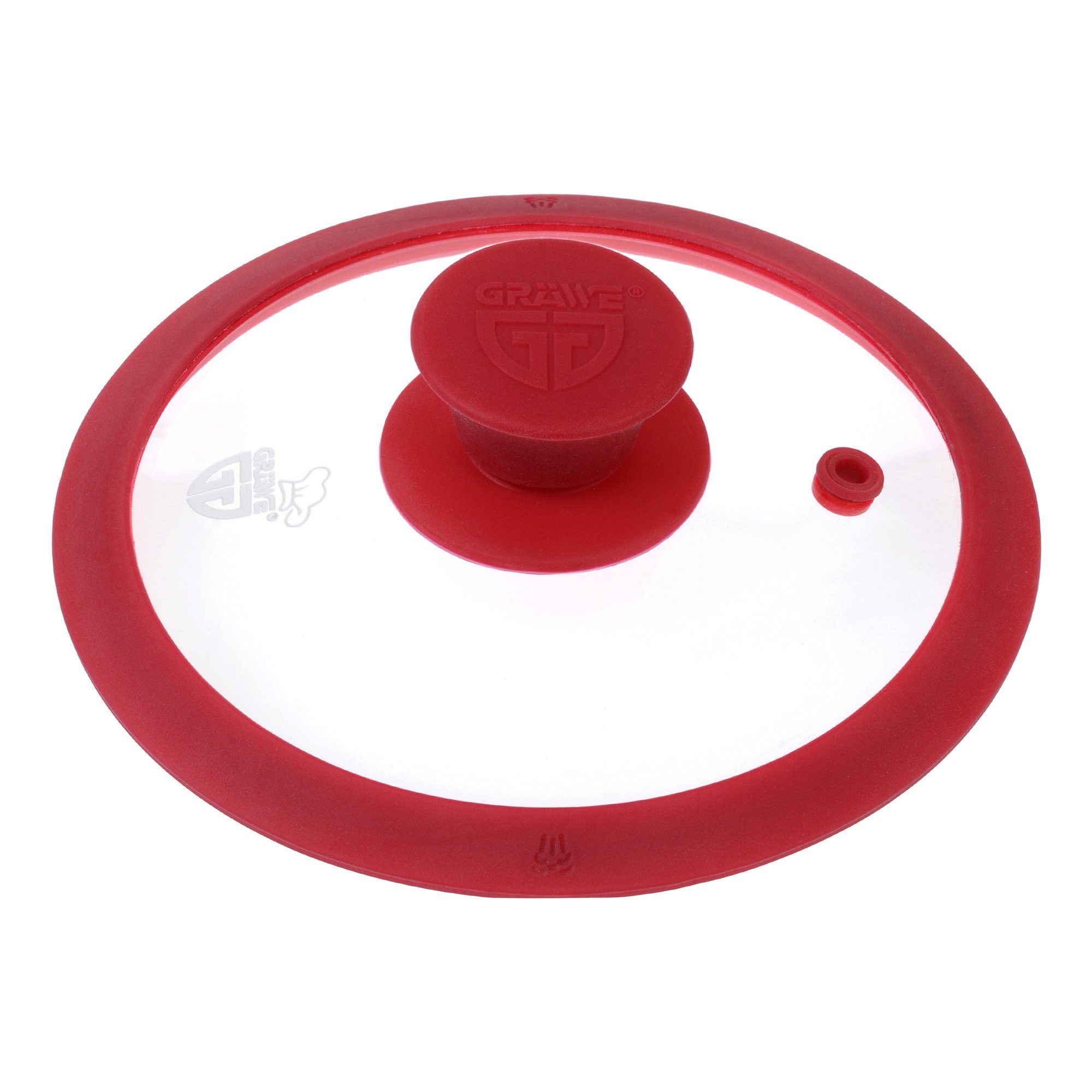 GRÄWE Universaldeckel GRÄWE Glasdeckel mit Silikonrand Ø 14 - 32 cm in GRÜN oder ROT