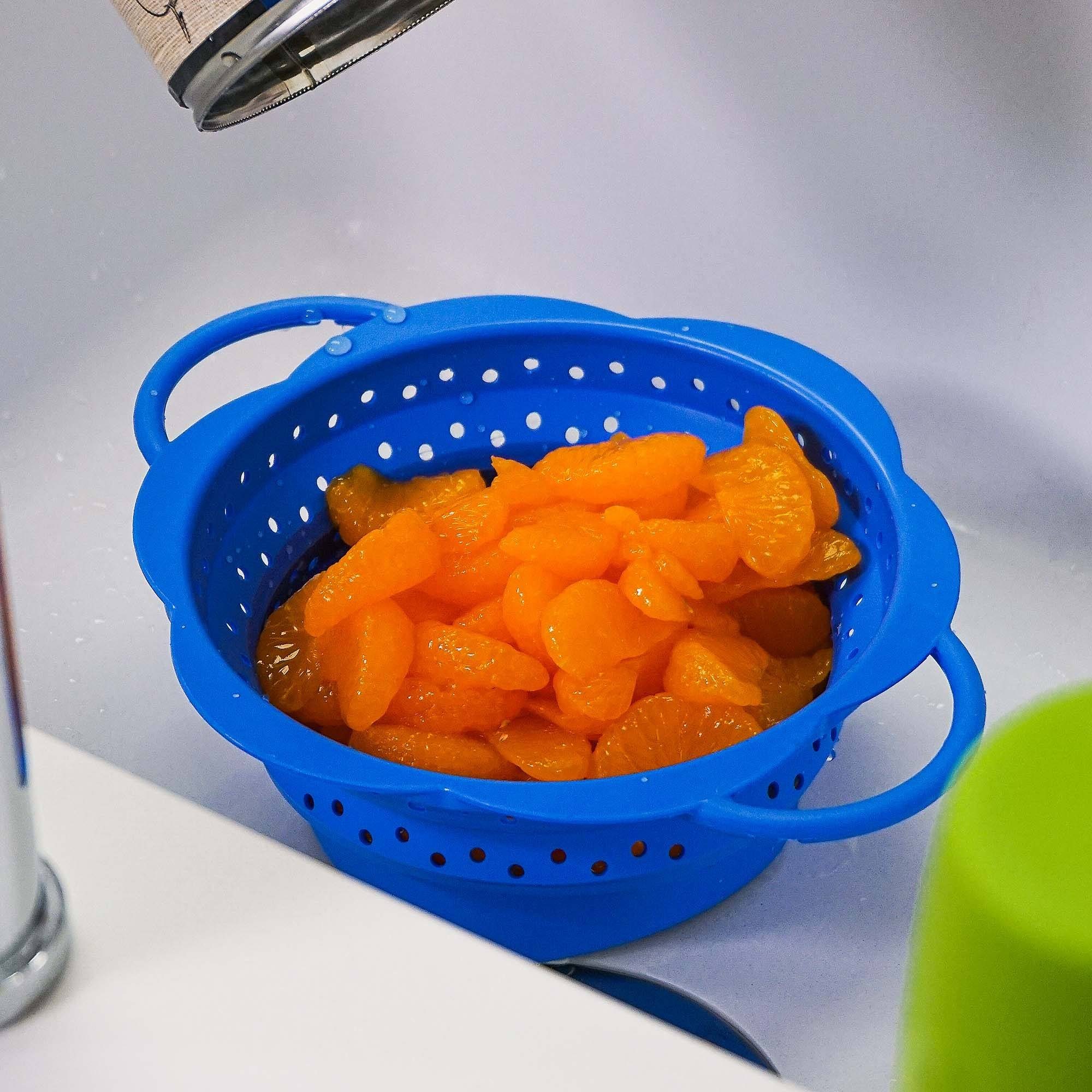 Kochblume Küchensieb Faltsieb S, Silikon mit Edelstahlkern, Platzsparend