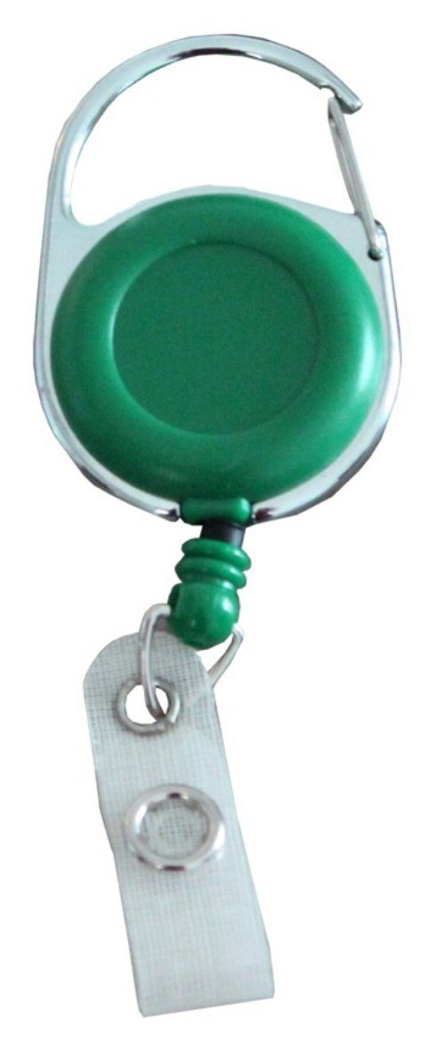 Kranholdt Schlüsselanhänger Jojo / Ausweishalter Druckknopfschlaufe runde Metallumrandung, (10-tlg), / Ausweisclip Grün Form