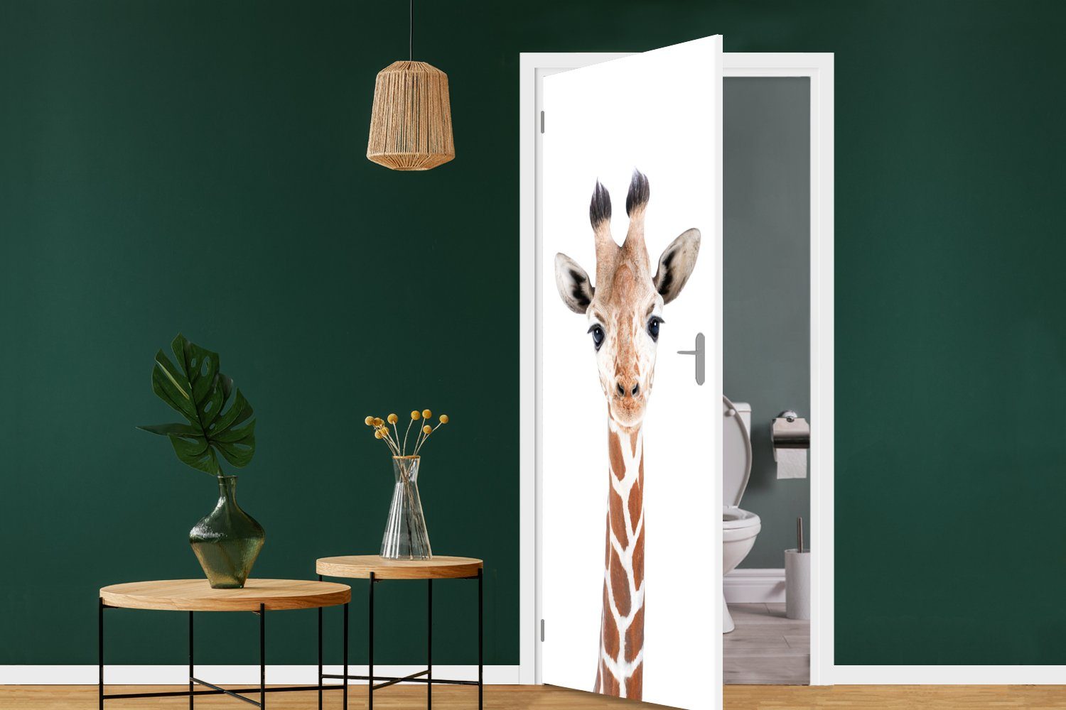 MuchoWow Türtapete bedruckt, Fototapete Natur - Tür, St), - - Türaufkleber, Tiere Porträt, (1 Matt, cm 75x205 Giraffe für