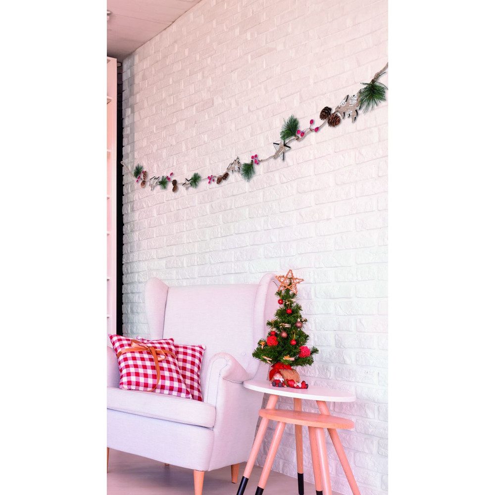 MICA Adventskranz Weihnachtsgirlande - Sterne und Bäume - ca. 120 cm