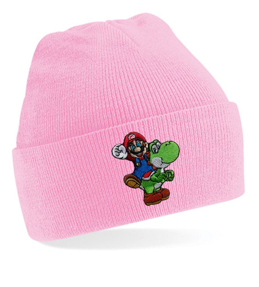 Blondie & Brownie Beanie Unisex Erwachsenen Mütze Yoshi & Mario Luigi Peach Stick Rosa