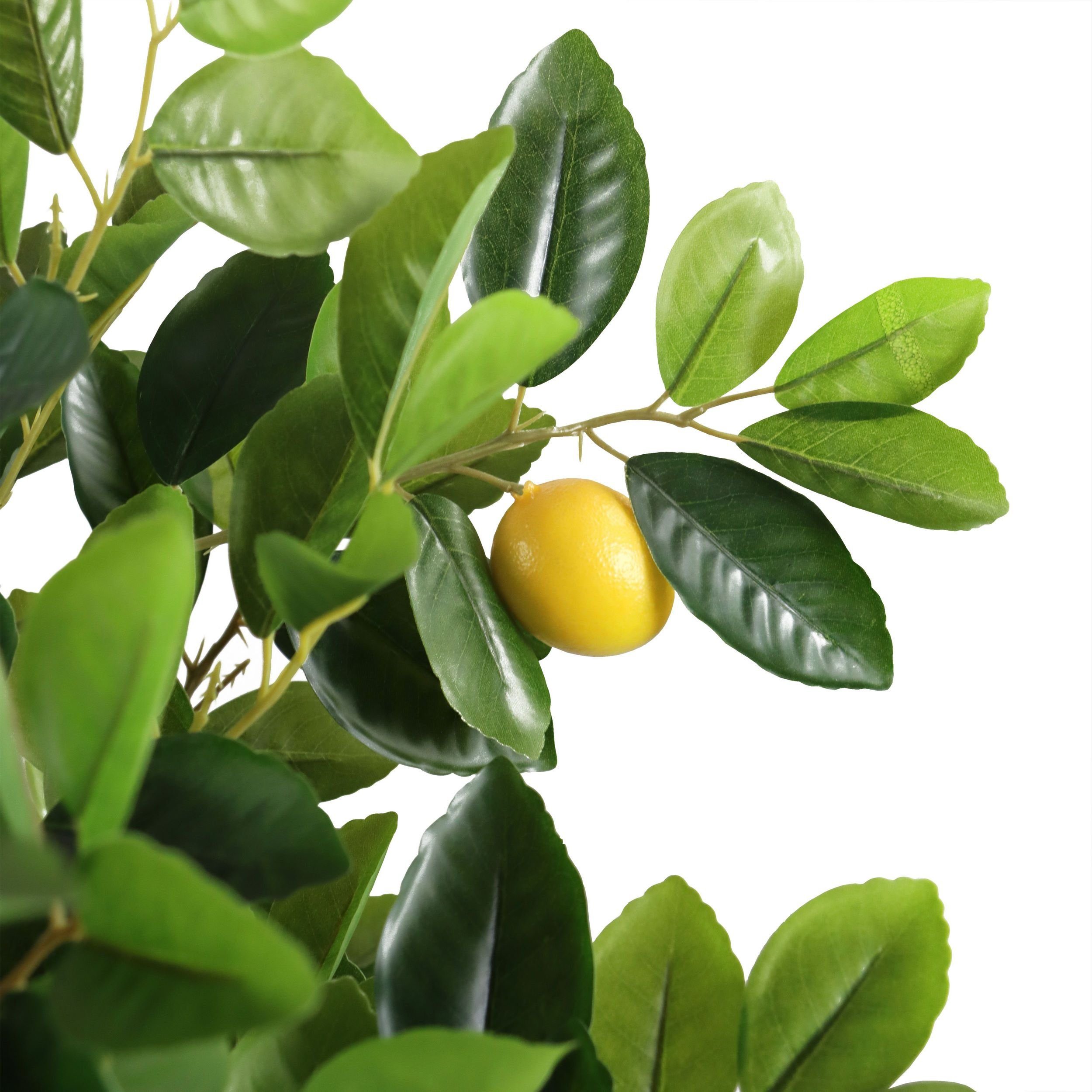 für Höhe innen- / Deko und 135 Kunstpflanze: bümö, außen Zimmerpflanze Pflanzen, Zitrone Zitronenbaum cm, Künstliche