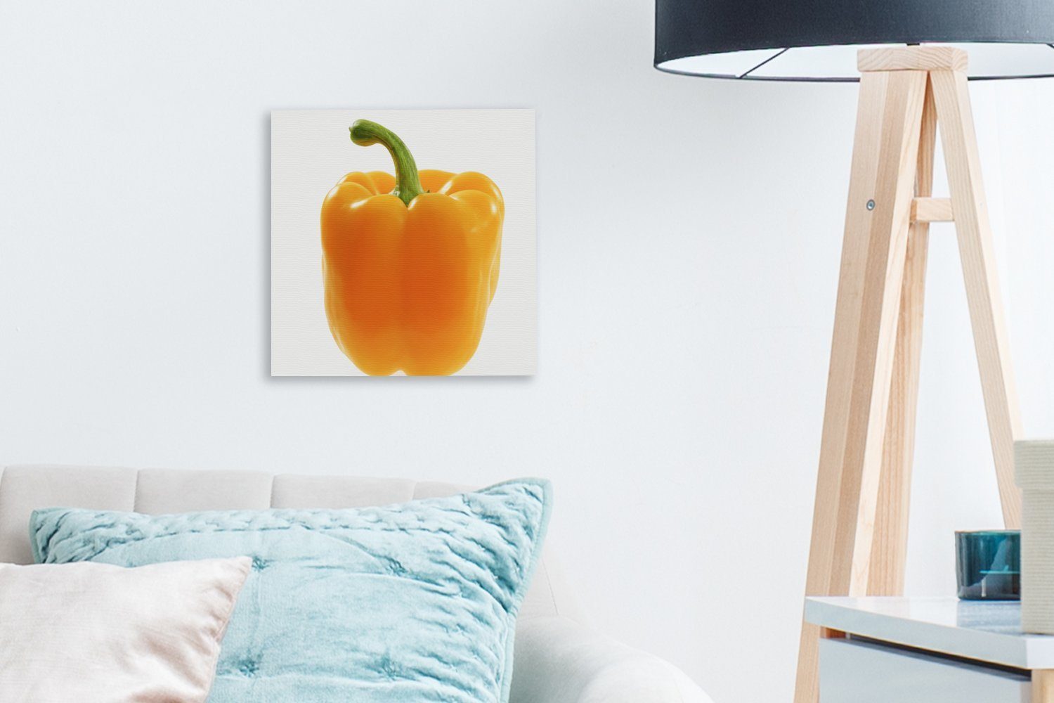 Paprika weißem Schlafzimmer Leinwand gelben einer Leinwandbild Wohnzimmer St), OneMillionCanvasses® für Bilder vor (1 Hintergrund, Nahaufnahme