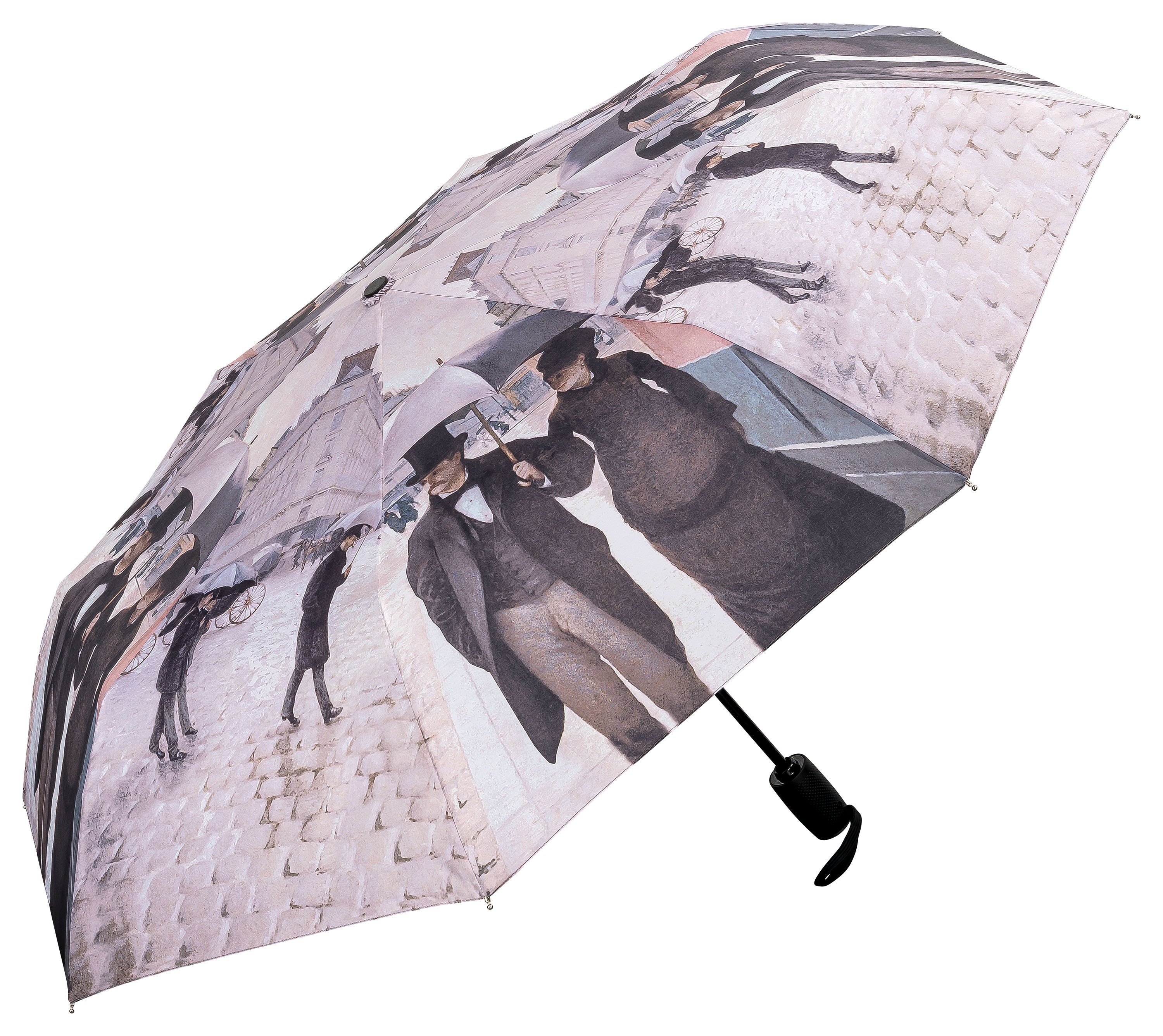 von Motivschirm Lilienfeld Caillebotte: Taschenregenschirm Paris im Regen Kunstdruck Auf-Zu-Automatik, Gustave
