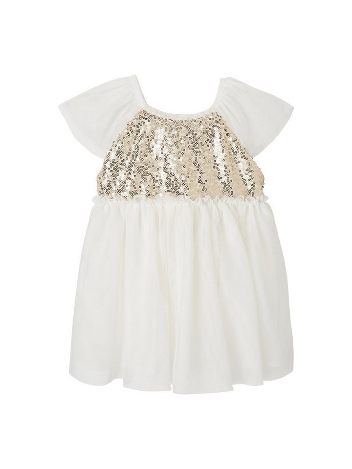 vertbaudet Minikleid Kurzärmeliges Mädchen Festkleid mit Pailletten