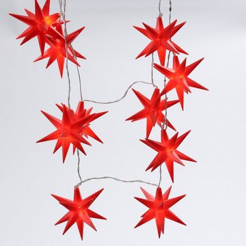 MARELIDA LED-Lichterkette LED Lichterkette Sterne 3D warmweiß Timer Weihnachten Deko für Außen
