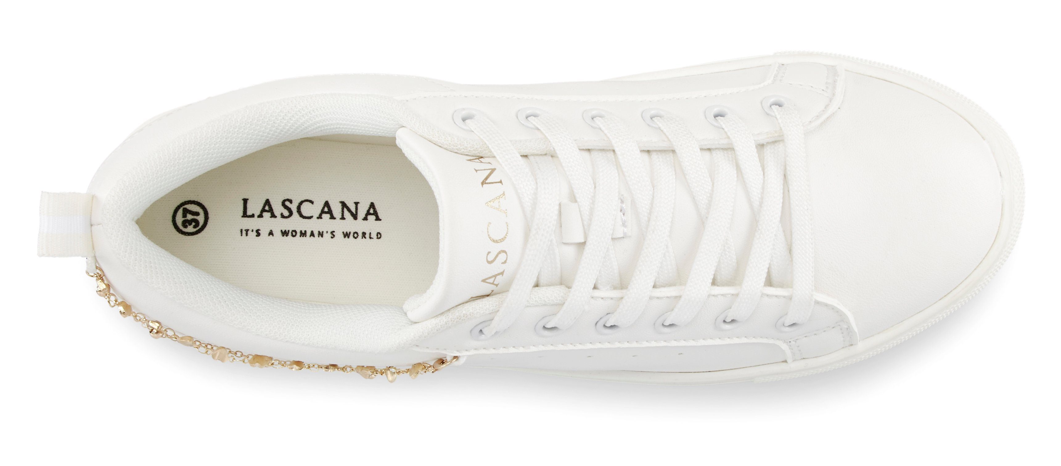 LASCANA Sneaker modisches Ketten-Element, Schnürhalbschuhe, Freizeitschuhe VEGAN