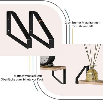 EUGAD Wandregal, Set 3-tlg., Hängeregal Wanddeko Vintage-Holzoptik und Schwarz