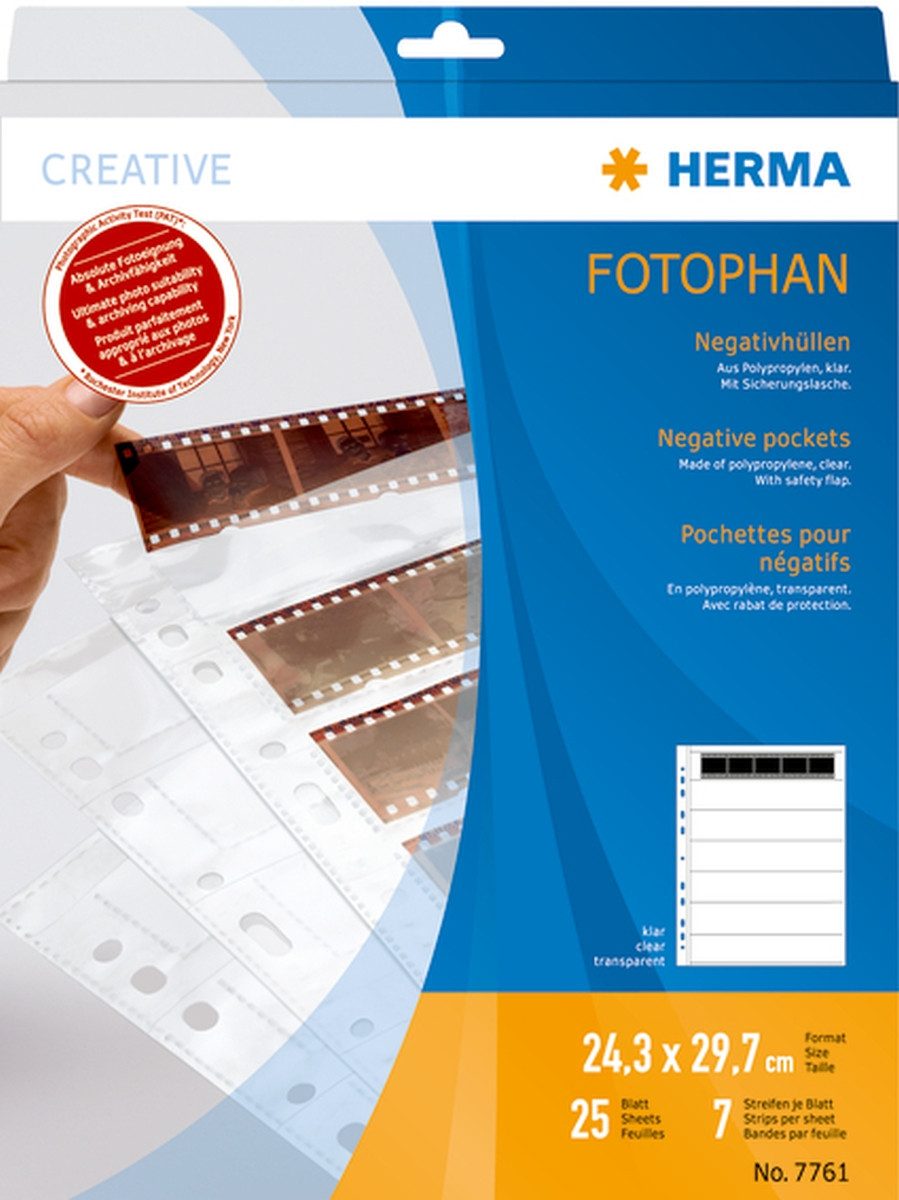 HERMA Prospekthülle Negativhüllen 7x5 Negative klar VE=25 Hüllen