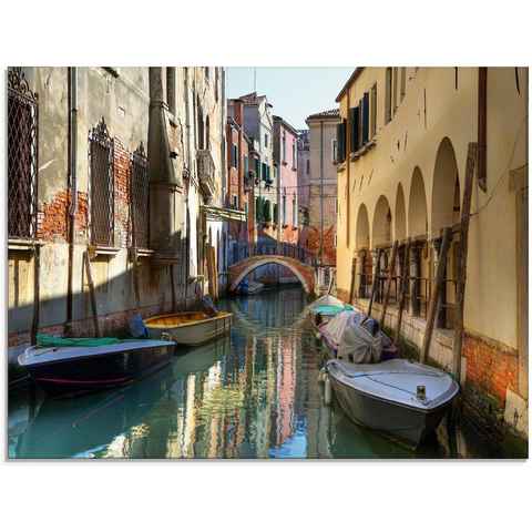 Artland Glasbild Boote auf Kanal in Venedig, Italien (1 St), in verschiedenen Größen